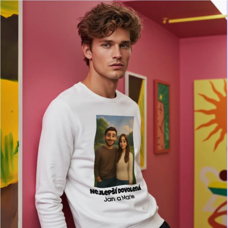 tričko s dlouhým rukávem s fotkou stylizovanou pomocí AI