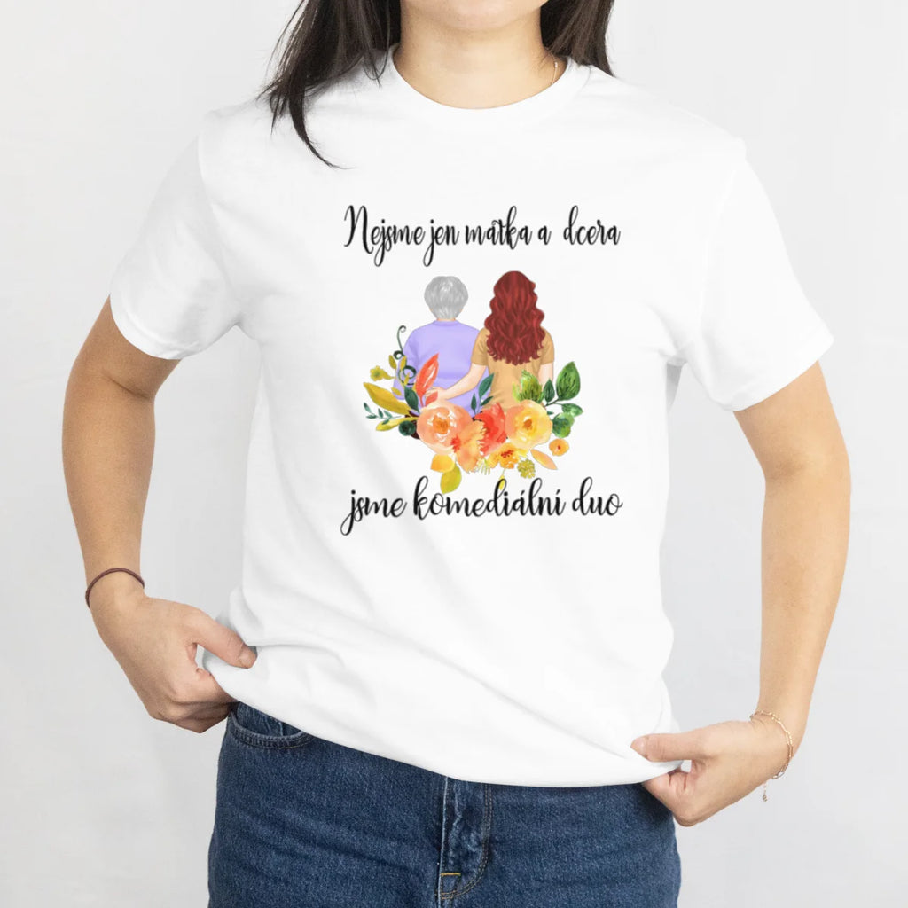 Tričko ms motivem máma a dcera s personalizací textů a obrázku.