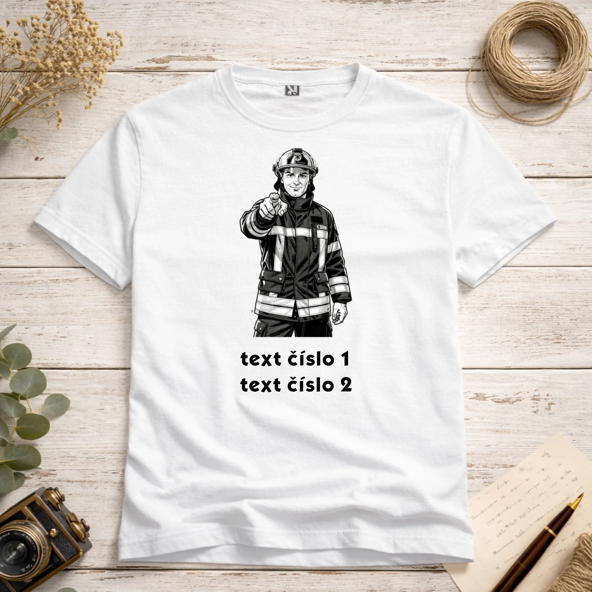 Tričko s motivem hasiči a s možností personalizace.