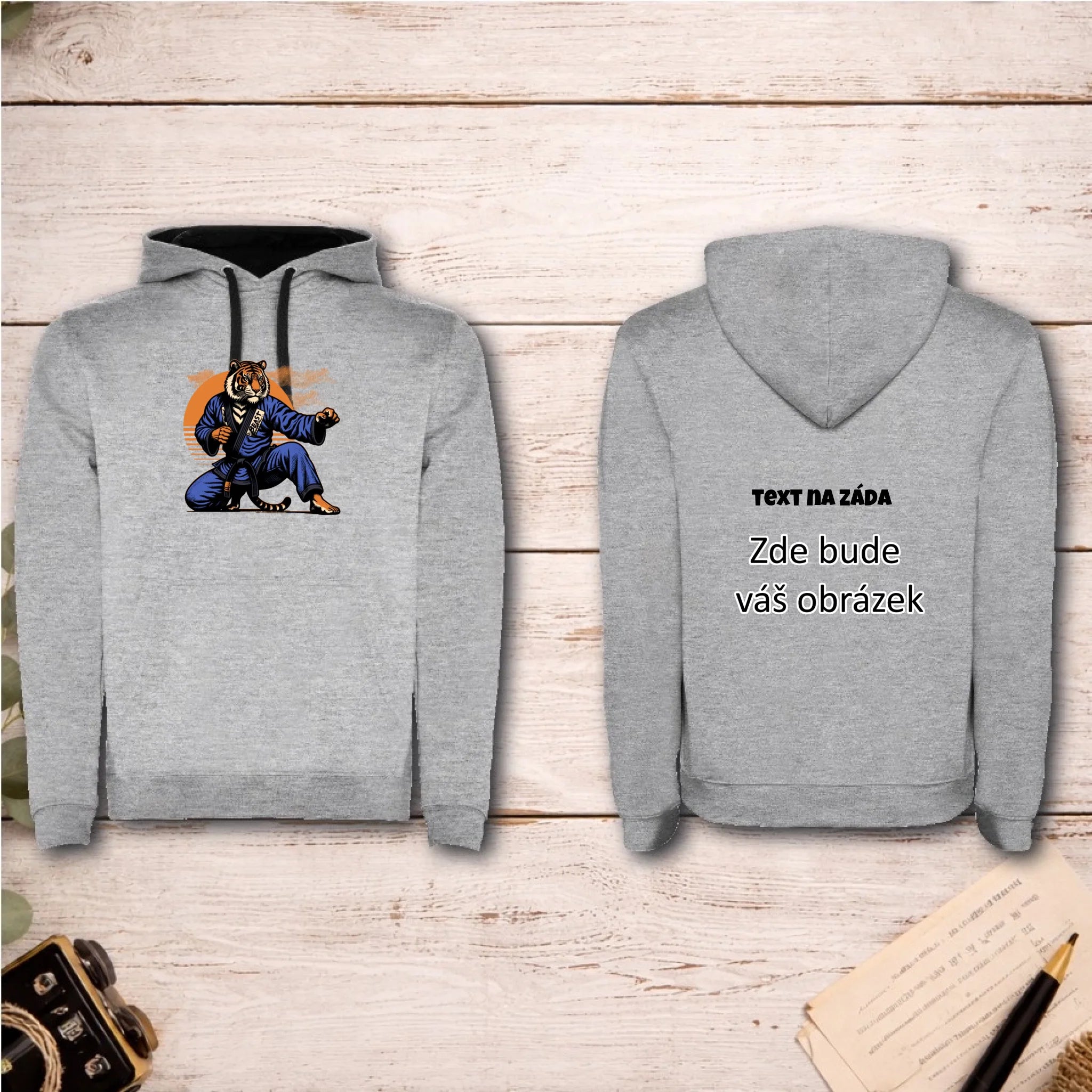 BOJOVÉ SPORTY VÝBĚR OBRÁZKU (10+motivů) a MOŽNOST DOPLNIT VLASTNÍ TEXTY pánská mikina s kapucí