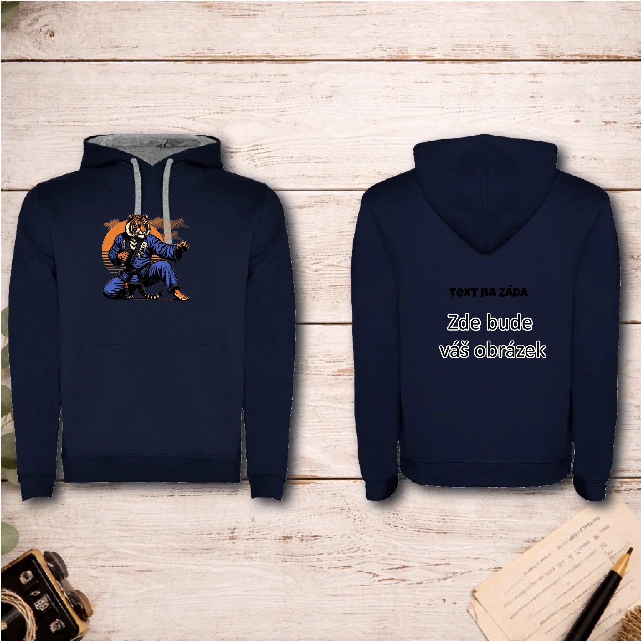 BOJOVÉ SPORTY VÝBĚR OBRÁZKU (10+motivů) a MOŽNOST DOPLNIT VLASTNÍ TEXTY pánská mikina s kapucí