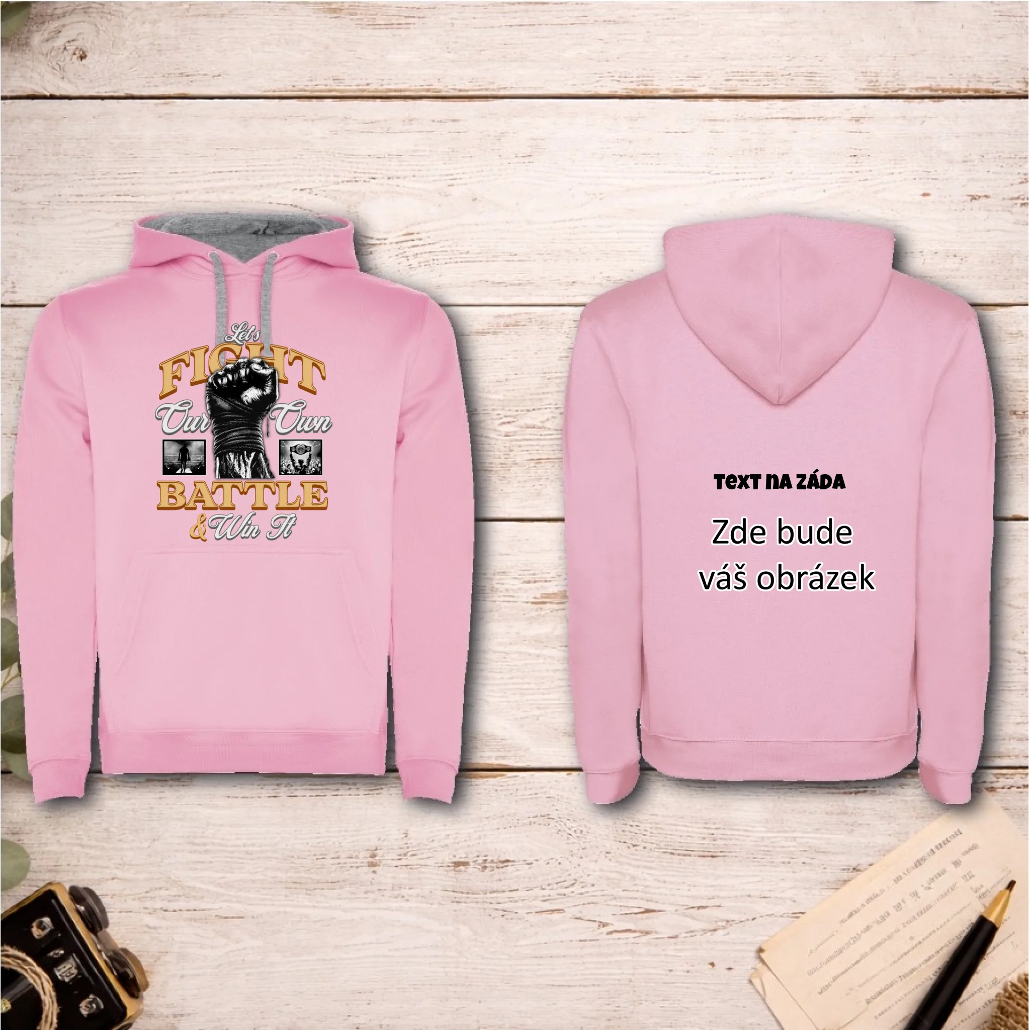 FIGHT (výběr ze 2 motivů)  pánská mikina s kapucí