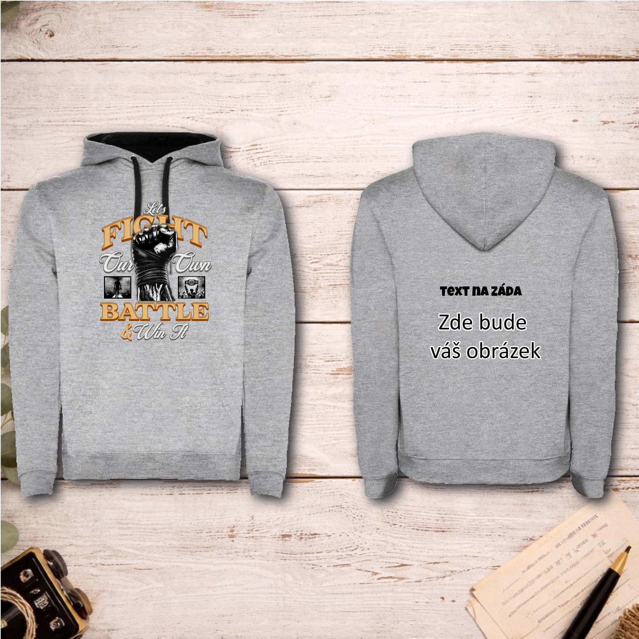 FIGHT (výběr ze 2 motivů)  pánská mikina s kapucí