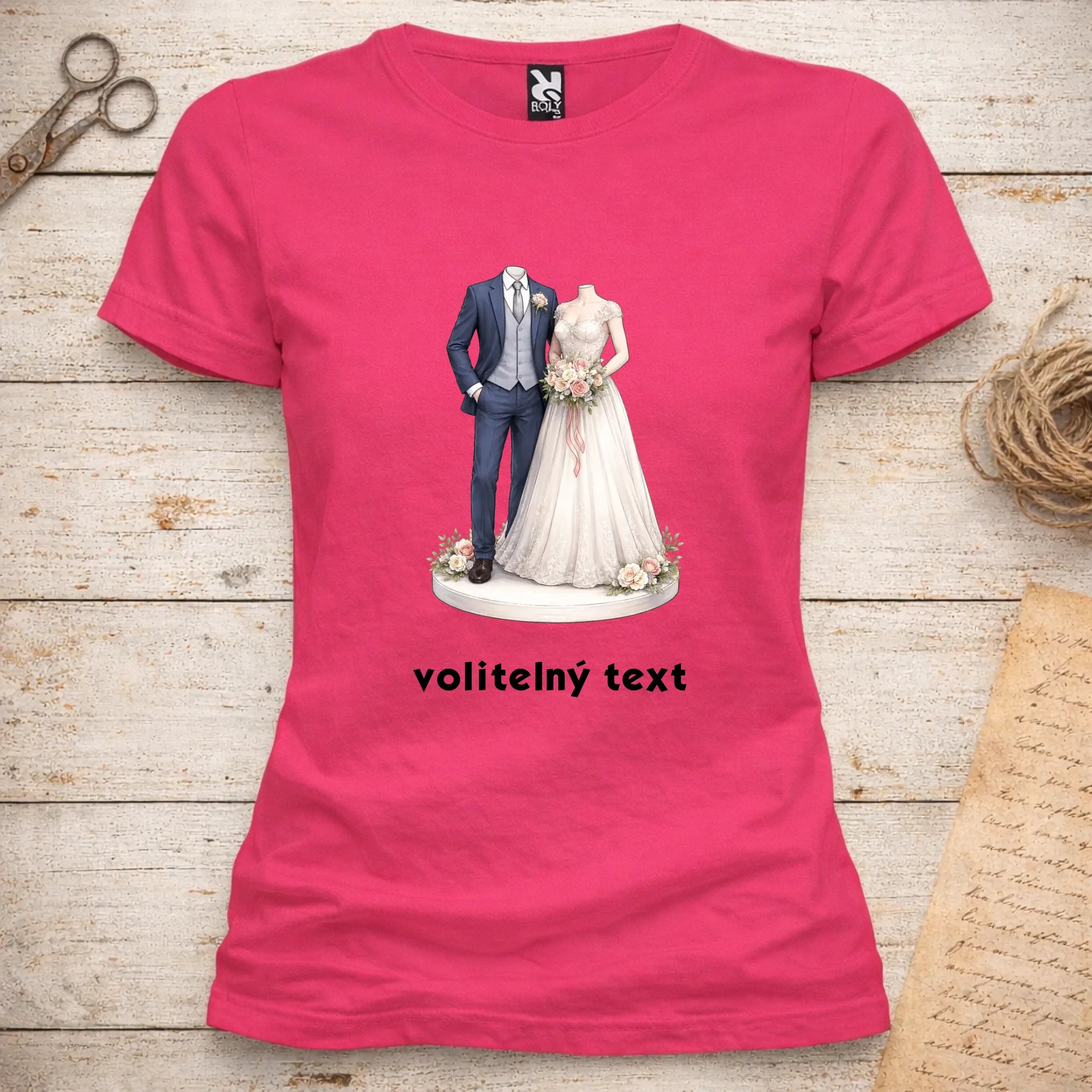 NOVOMANŽELĚ (ZATÍM) BEZ HLAVY - VLOŽTE FOTO, AUTOMATICKÝ OŘEZ dámské tričko