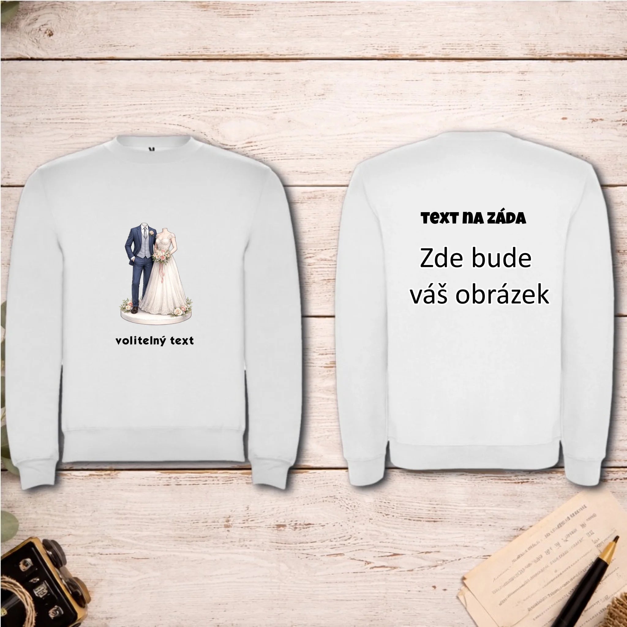 NOVOMANŽELĚ (ZATÍM) BEZ HLAVY - VLOŽTE FOTO, AUTOMATICKÝ OŘEZ unisex mikina bez kapuce