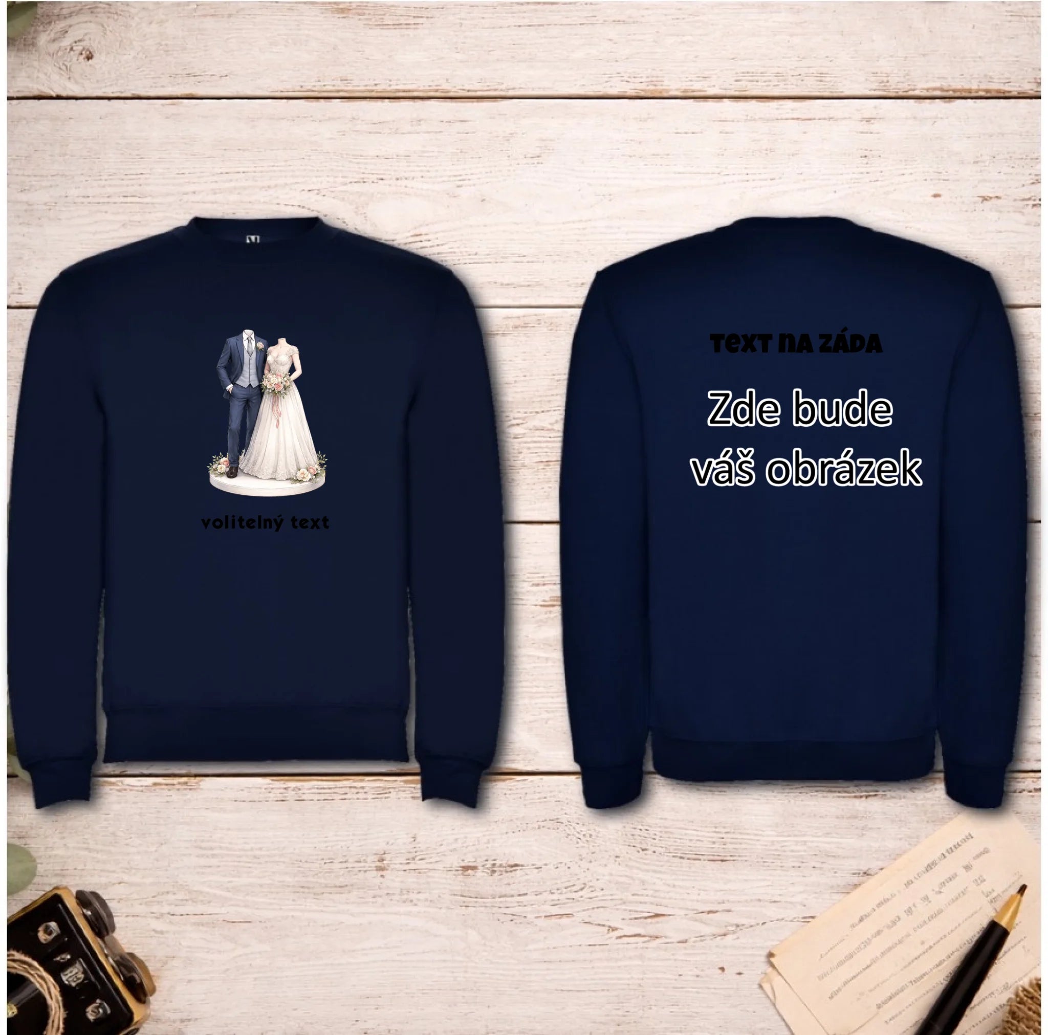 NOVOMANŽELĚ (ZATÍM) BEZ HLAVY - VLOŽTE FOTO, AUTOMATICKÝ OŘEZ unisex mikina bez kapuce