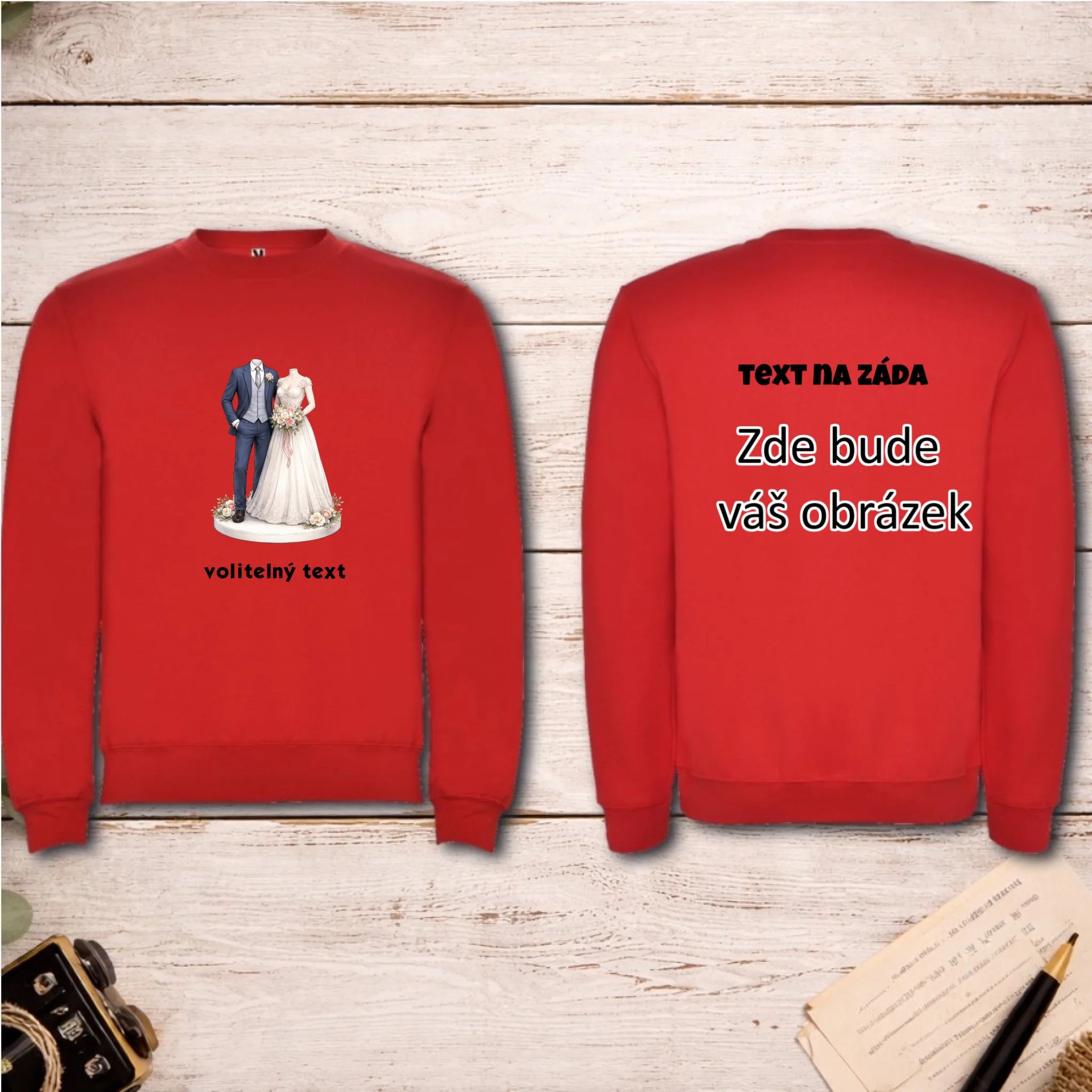 NOVOMANŽELĚ (ZATÍM) BEZ HLAVY - VLOŽTE FOTO, AUTOMATICKÝ OŘEZ unisex mikina bez kapuce