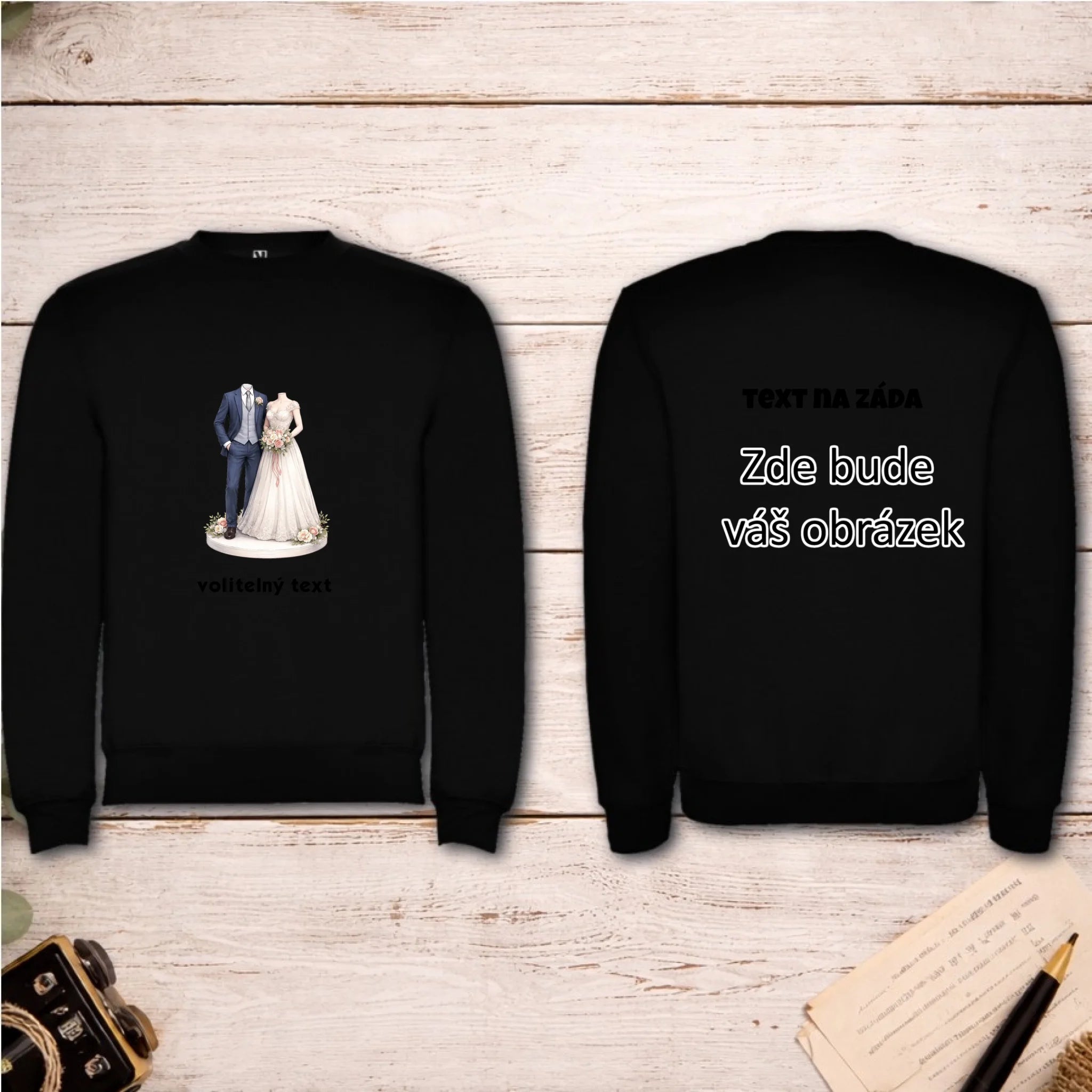 NOVOMANŽELĚ (ZATÍM) BEZ HLAVY - VLOŽTE FOTO, AUTOMATICKÝ OŘEZ unisex mikina bez kapuce