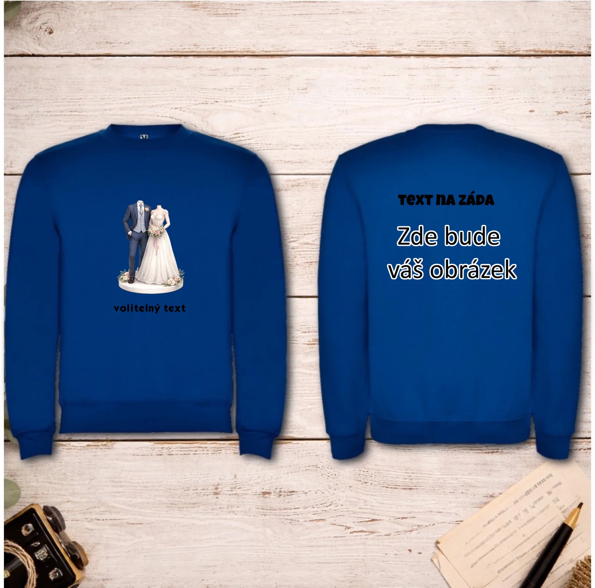 NOVOMANŽELĚ (ZATÍM) BEZ HLAVY - VLOŽTE FOTO, AUTOMATICKÝ OŘEZ unisex mikina bez kapuce