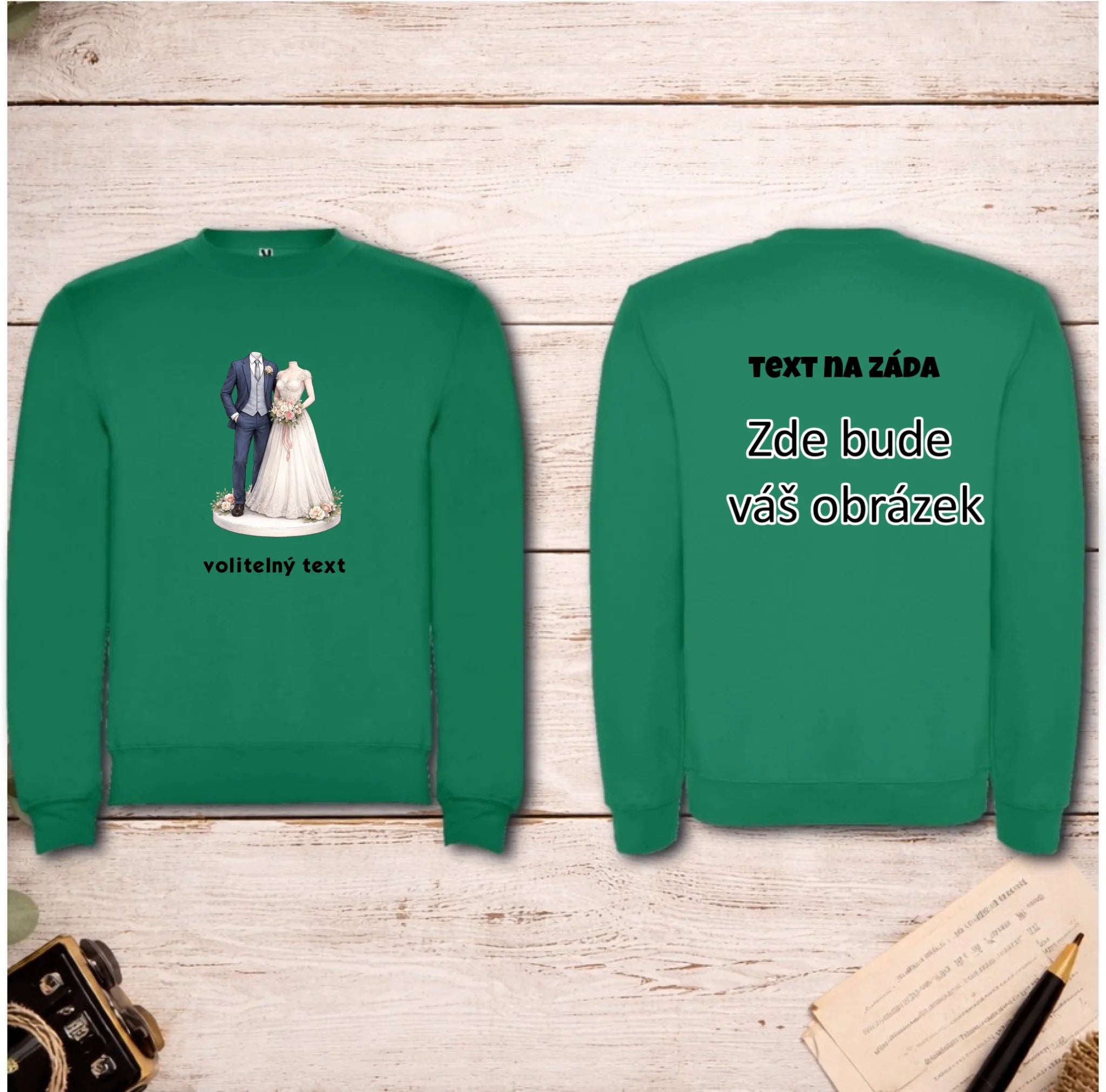 NOVOMANŽELĚ (ZATÍM) BEZ HLAVY - VLOŽTE FOTO, AUTOMATICKÝ OŘEZ unisex mikina bez kapuce