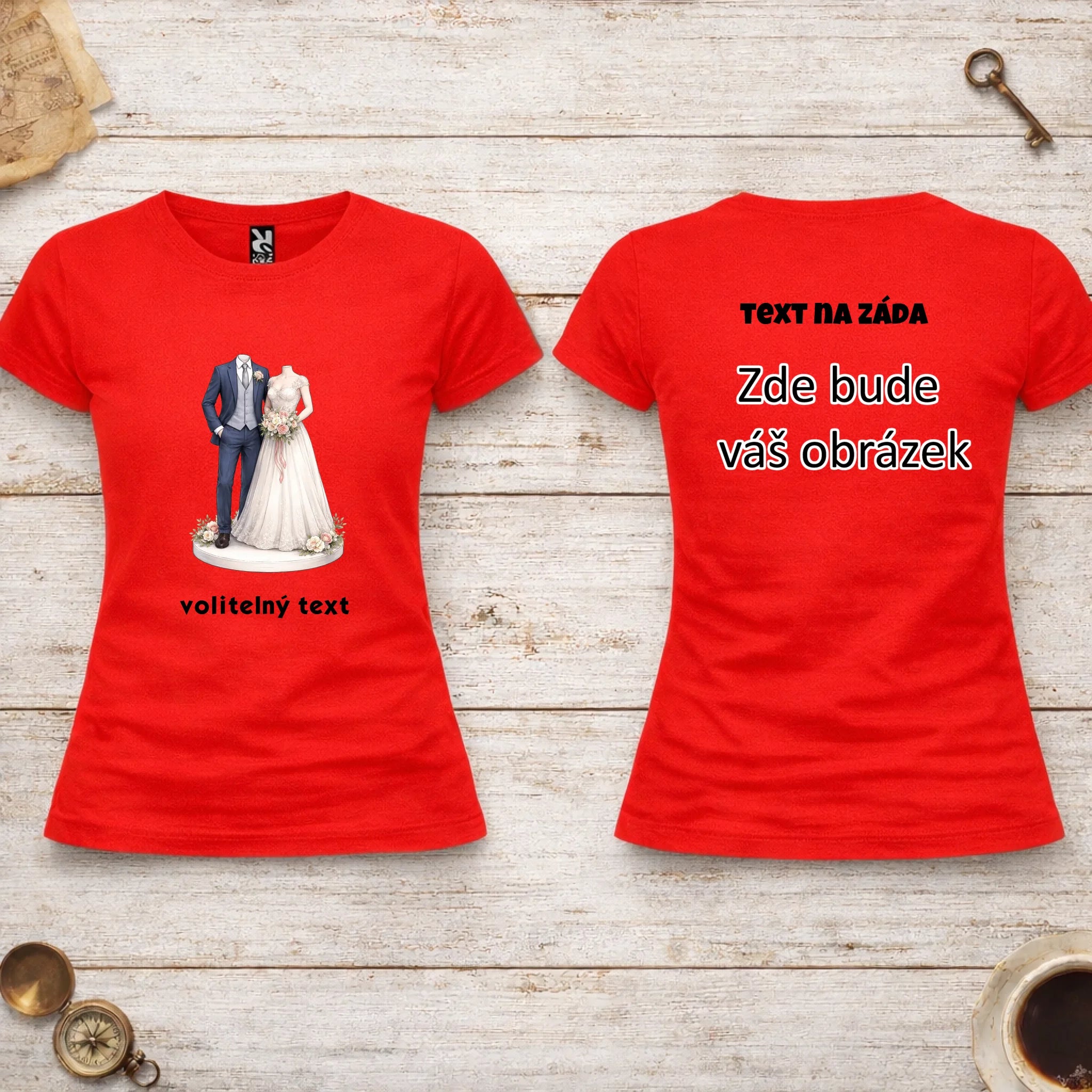 NOVOMANŽELĚ (ZATÍM) BEZ HLAVY - VLOŽTE FOTO, AUTOMATICKÝ OŘEZ dámské tričko
