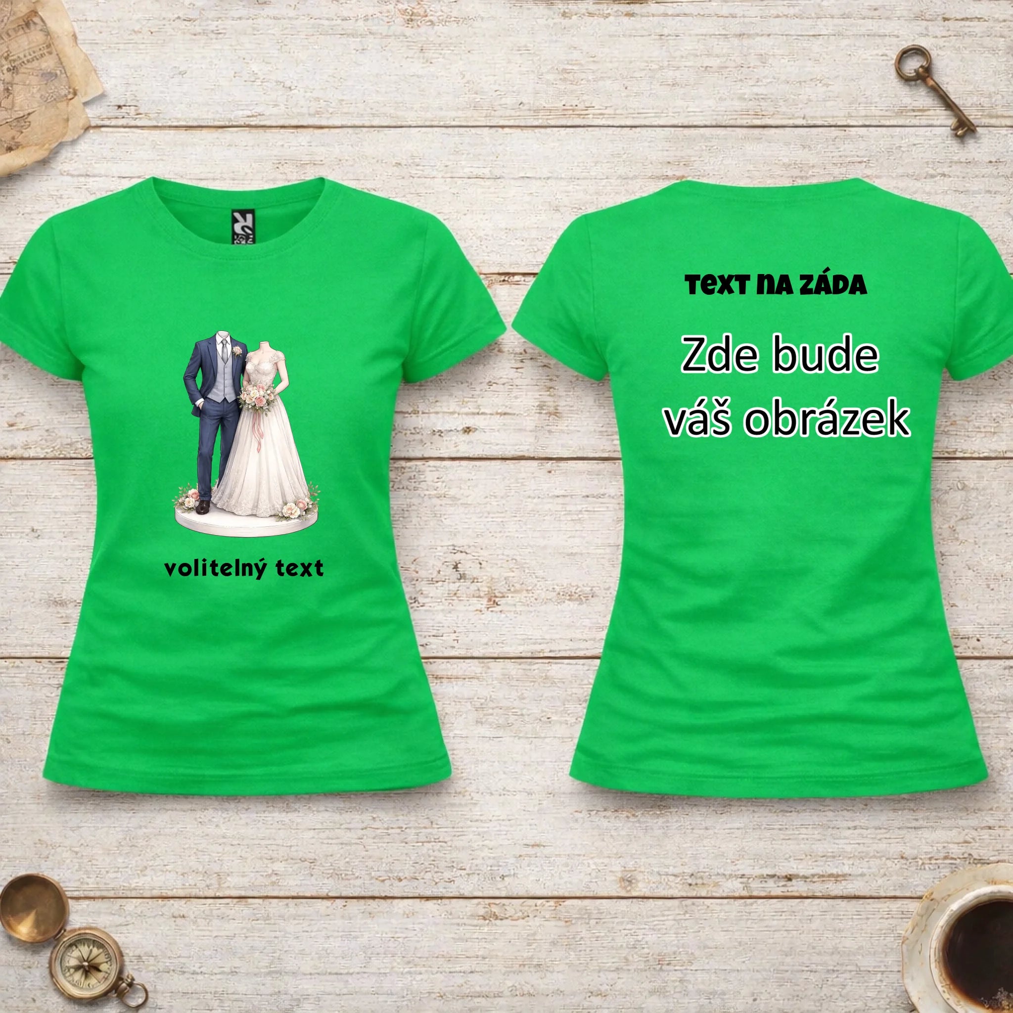 NOVOMANŽELĚ (ZATÍM) BEZ HLAVY - VLOŽTE FOTO, AUTOMATICKÝ OŘEZ dámské tričko