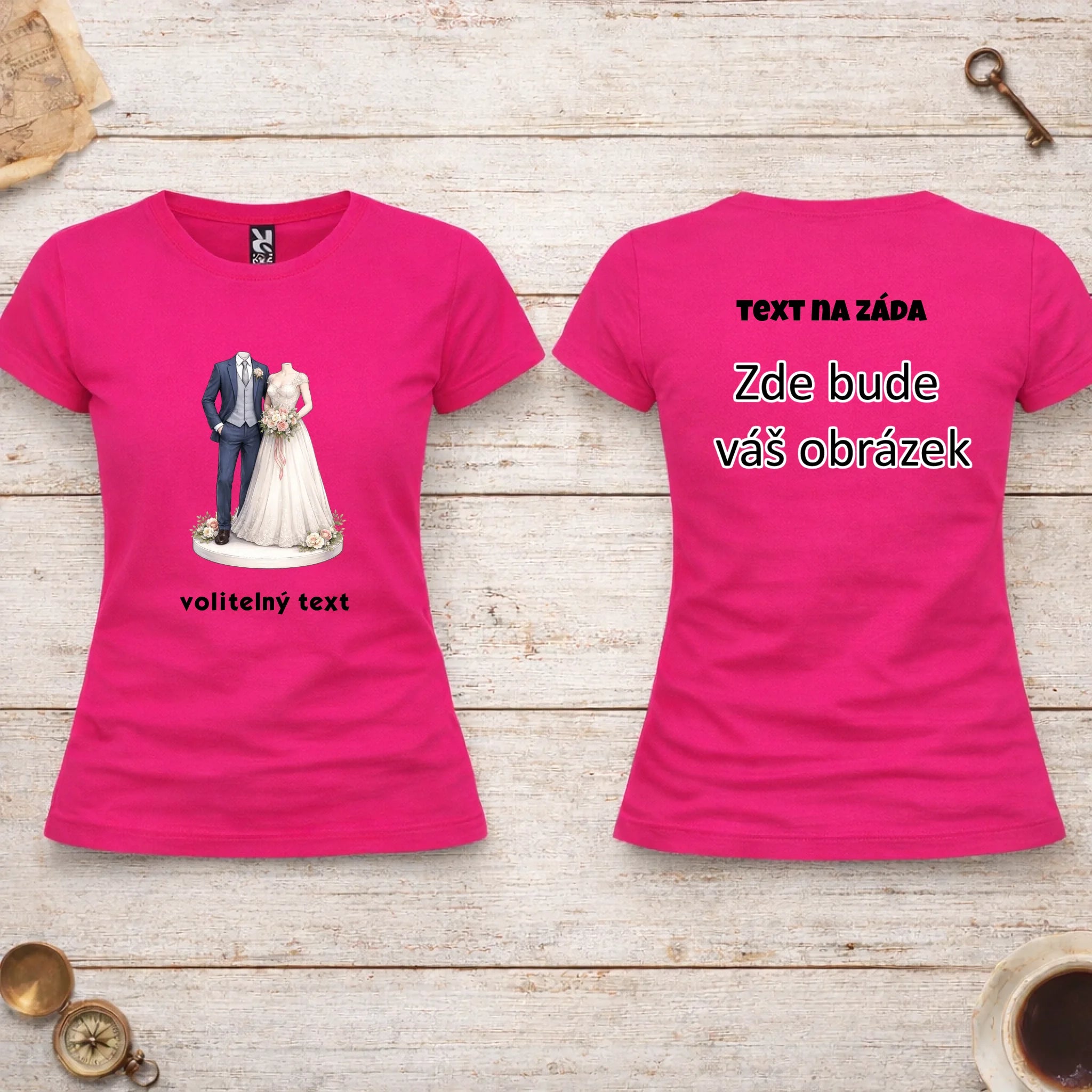 NOVOMANŽELĚ (ZATÍM) BEZ HLAVY - VLOŽTE FOTO, AUTOMATICKÝ OŘEZ dámské tričko