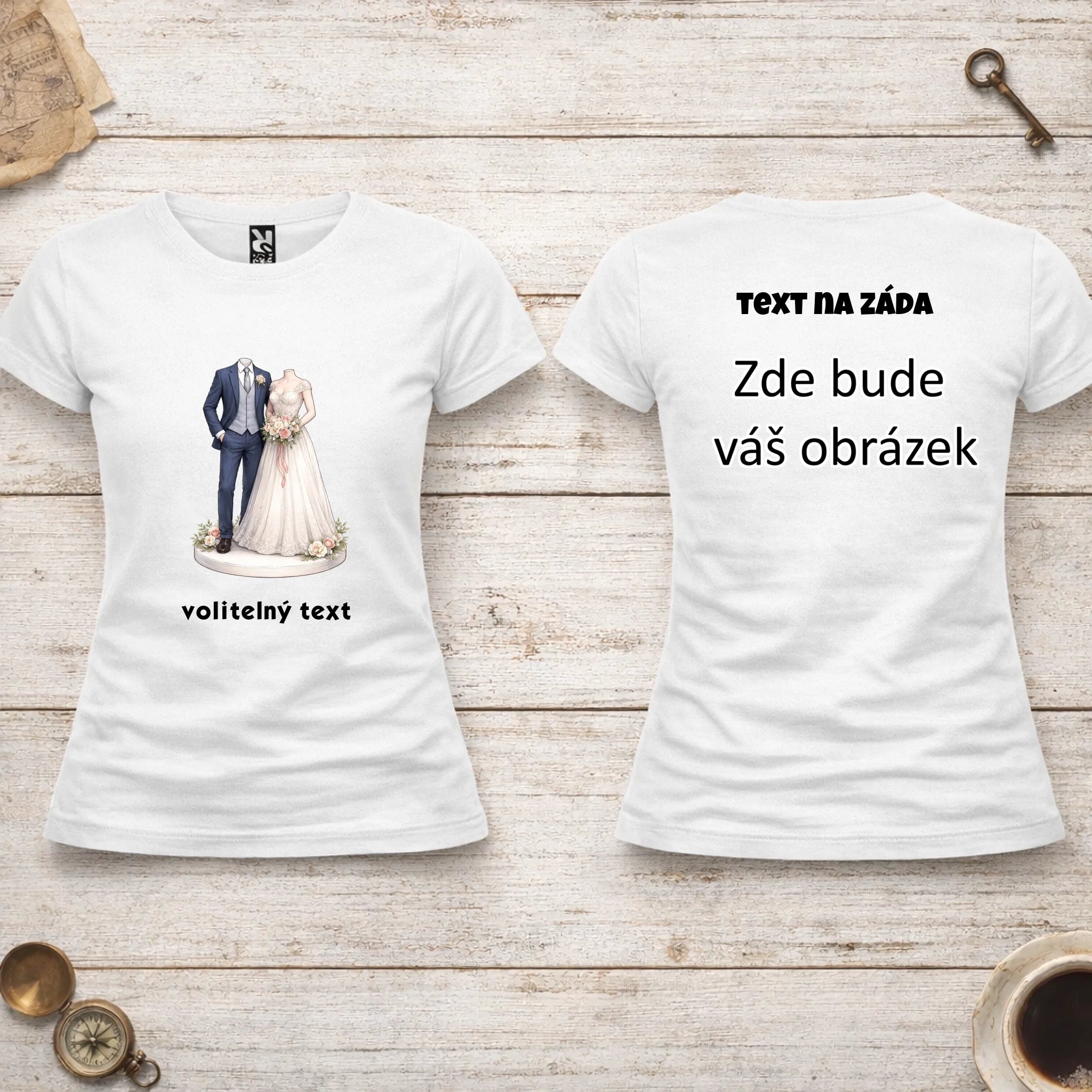 NOVOMANŽELĚ (ZATÍM) BEZ HLAVY - VLOŽTE FOTO, AUTOMATICKÝ OŘEZ dámské tričko