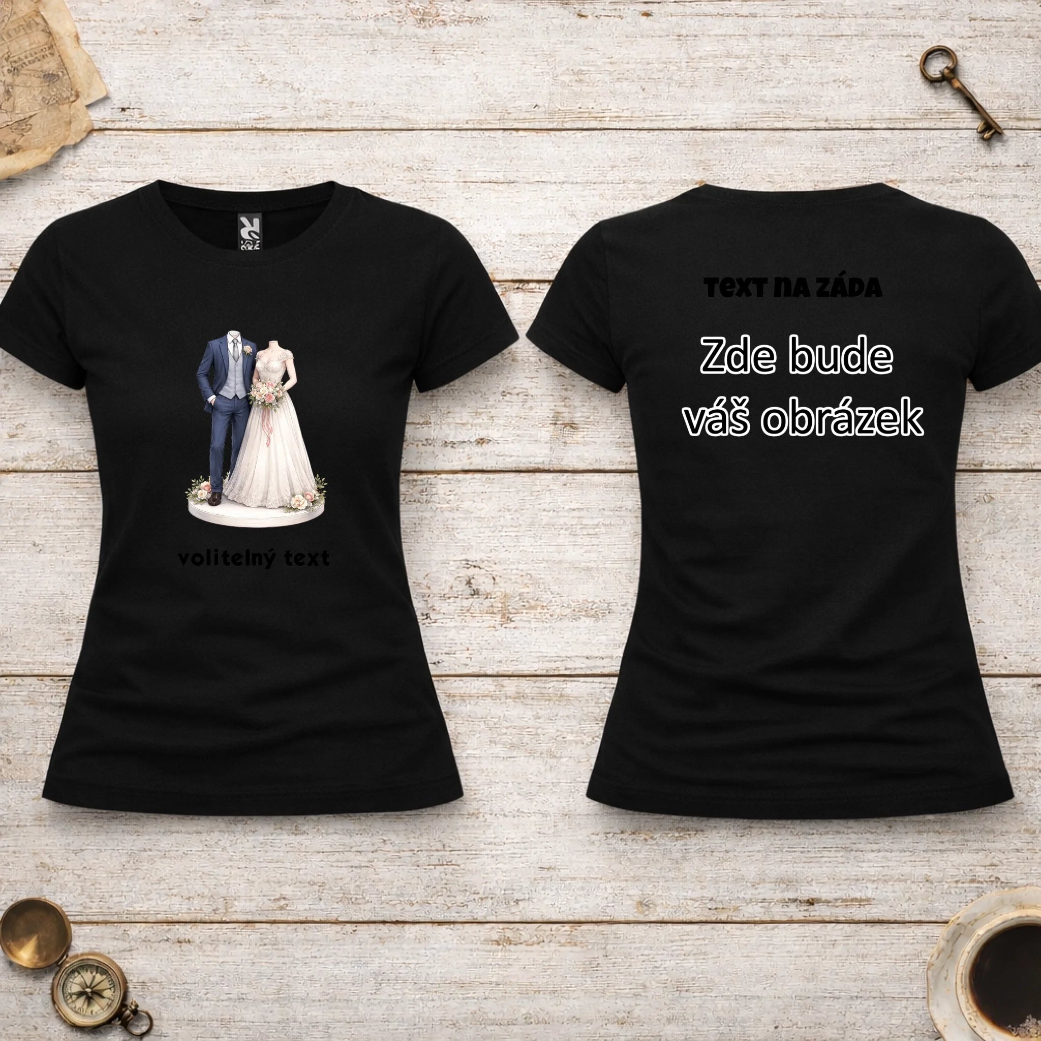 NOVOMANŽELĚ (ZATÍM) BEZ HLAVY - VLOŽTE FOTO, AUTOMATICKÝ OŘEZ dámské tričko