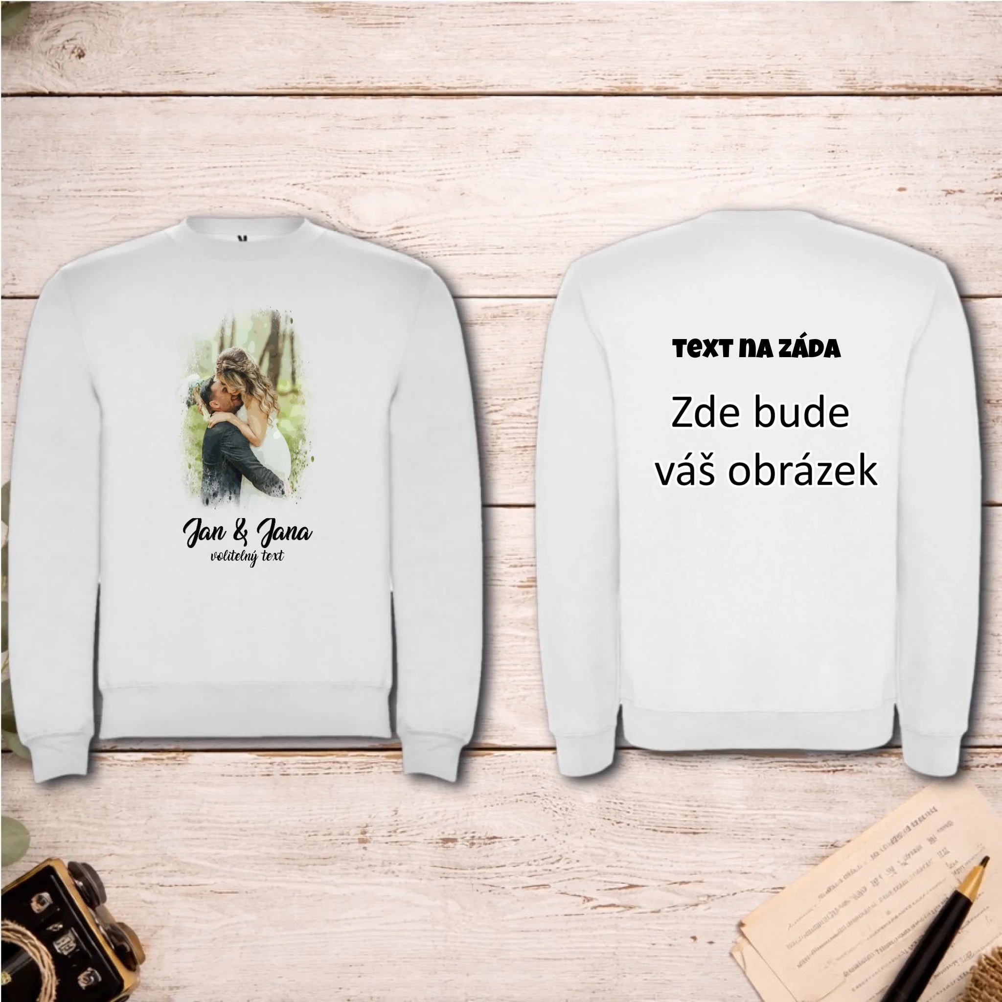SVATEBNÍ FOTO - VLOŽTE FOTO A DOPLŇTE TEXTY unisex mikina bez kapuce