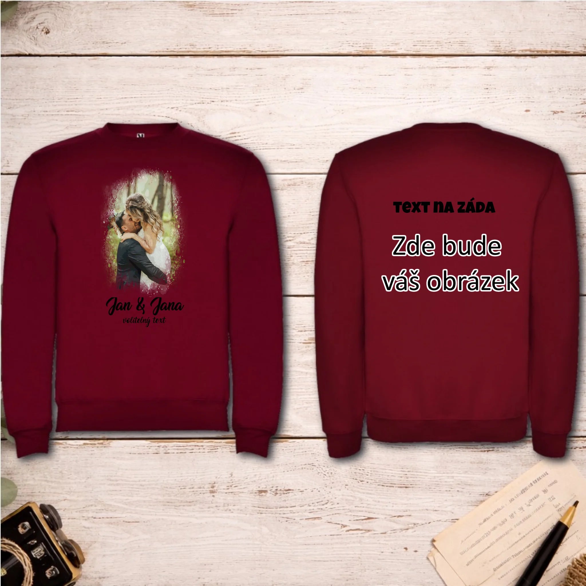 SVATEBNÍ FOTO - VLOŽTE FOTO A DOPLŇTE TEXTY unisex mikina bez kapuce