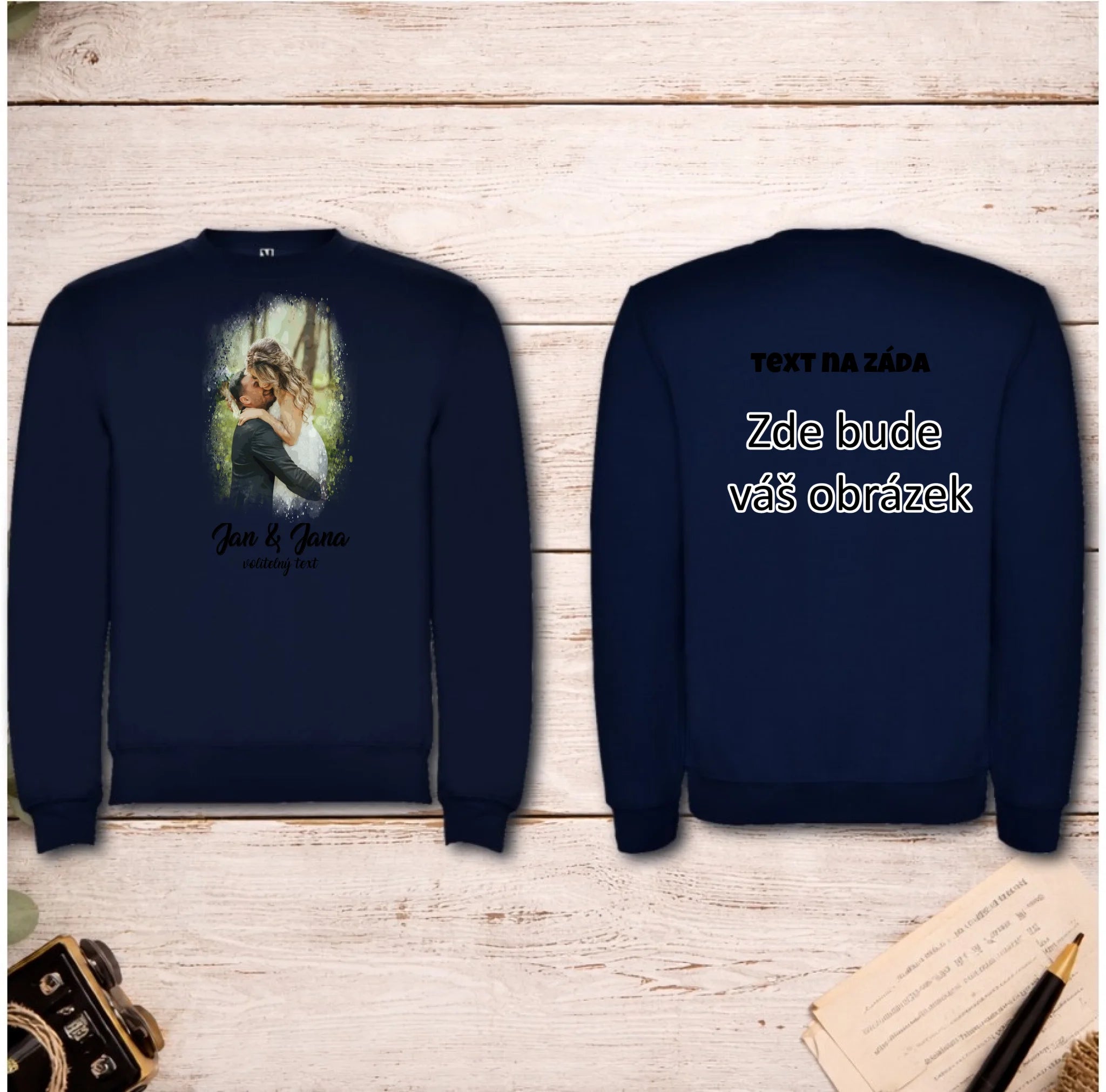 SVATEBNÍ FOTO - VLOŽTE FOTO A DOPLŇTE TEXTY unisex mikina bez kapuce