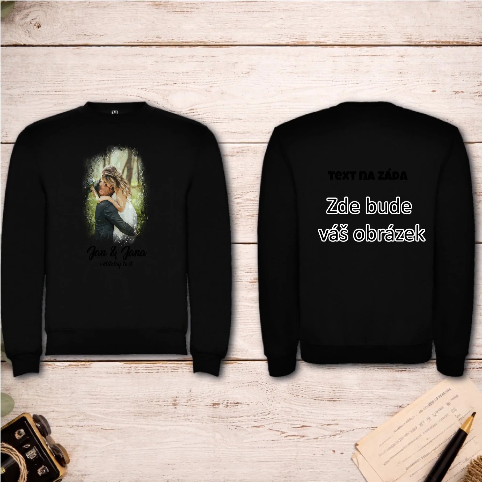 SVATEBNÍ FOTO - VLOŽTE FOTO A DOPLŇTE TEXTY unisex mikina bez kapuce