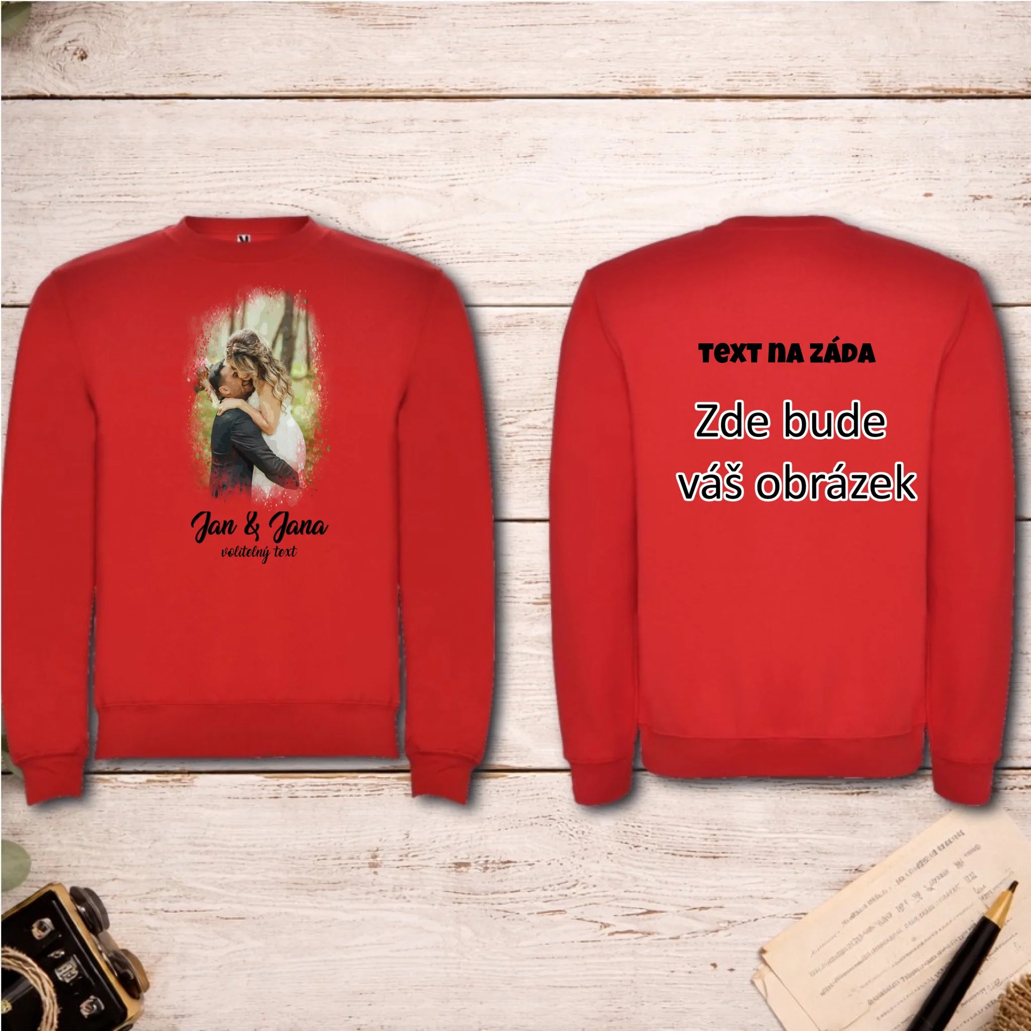 SVATEBNÍ FOTO - VLOŽTE FOTO A DOPLŇTE TEXTY unisex mikina bez kapuce