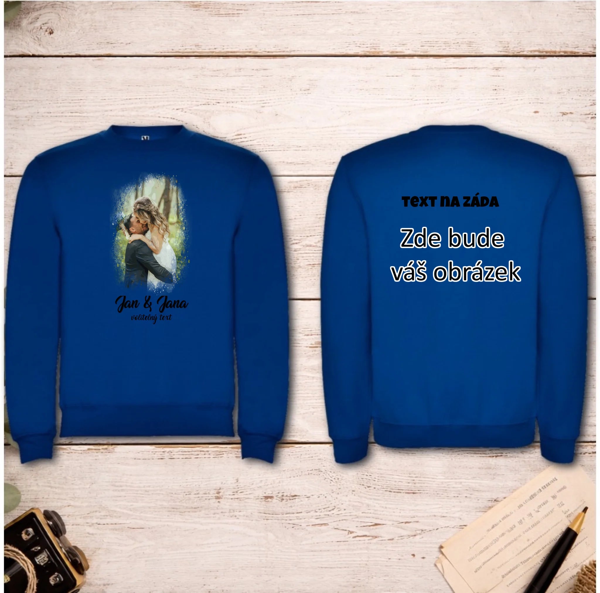 SVATEBNÍ FOTO - VLOŽTE FOTO A DOPLŇTE TEXTY unisex mikina bez kapuce