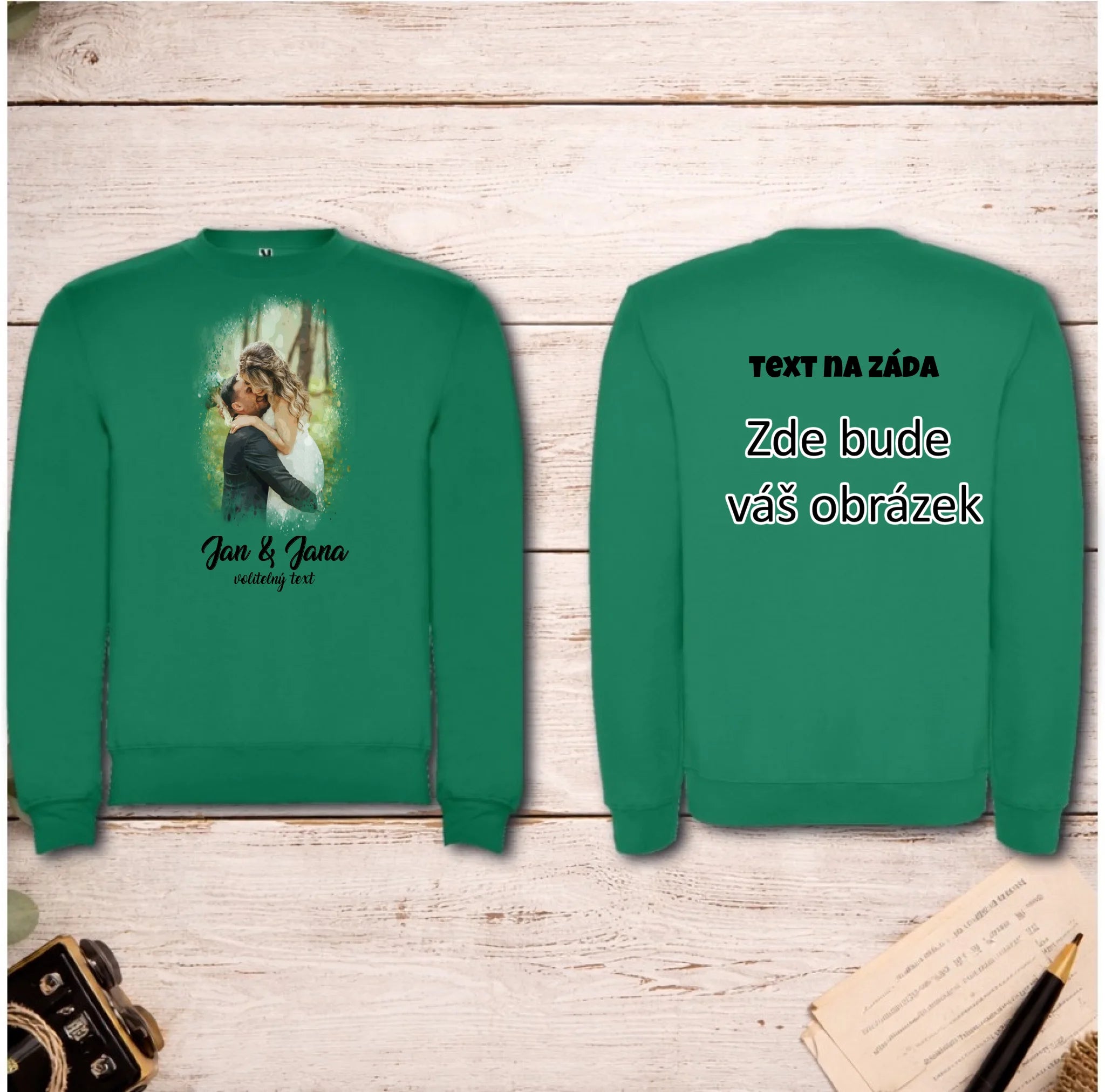 SVATEBNÍ FOTO - VLOŽTE FOTO A DOPLŇTE TEXTY unisex mikina bez kapuce