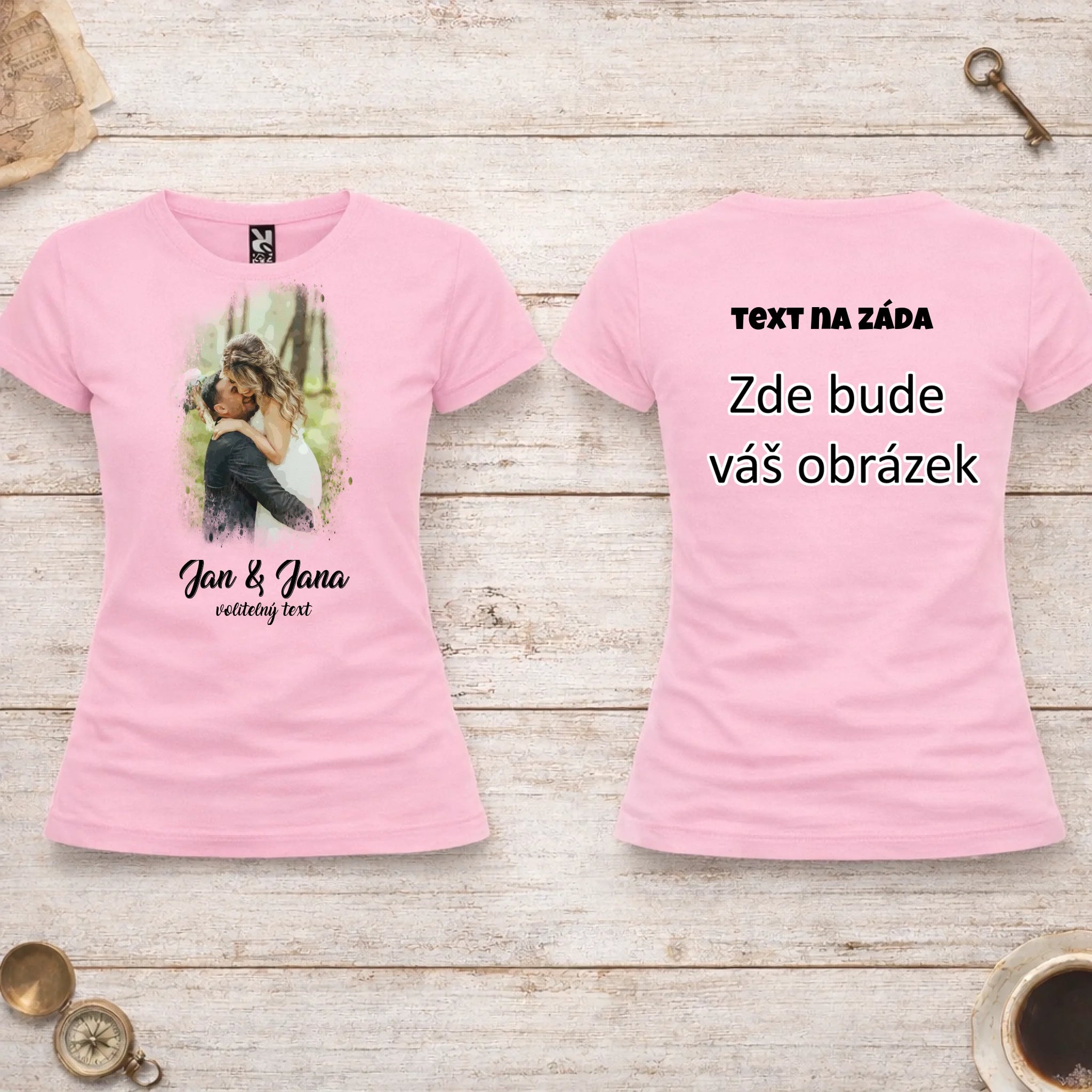 SVATEBNÍ FOTO - VLOŽTE FOTO A DOPLŇTE TEXTY dámské tričko