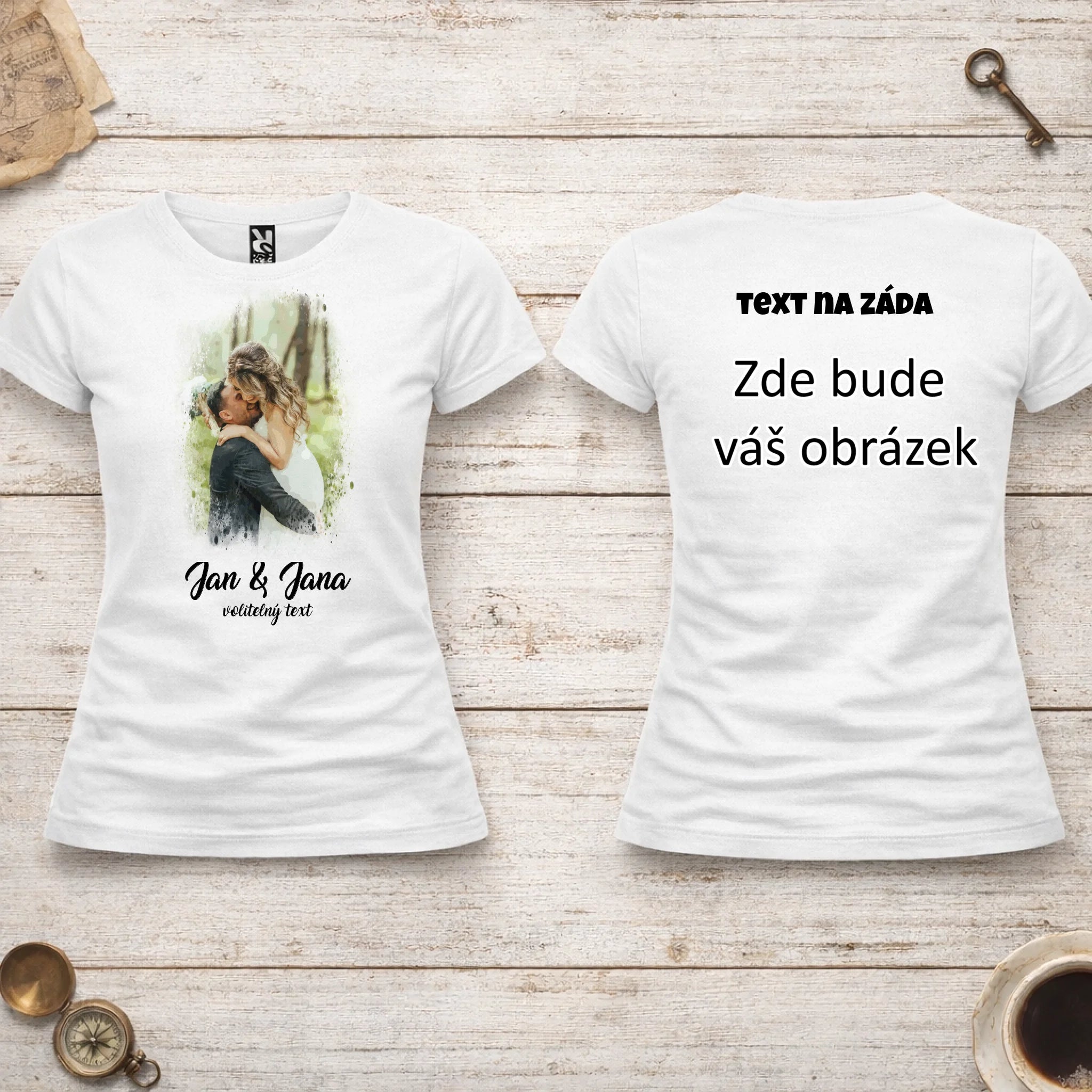 SVATEBNÍ FOTO - VLOŽTE FOTO A DOPLŇTE TEXTY dámské tričko