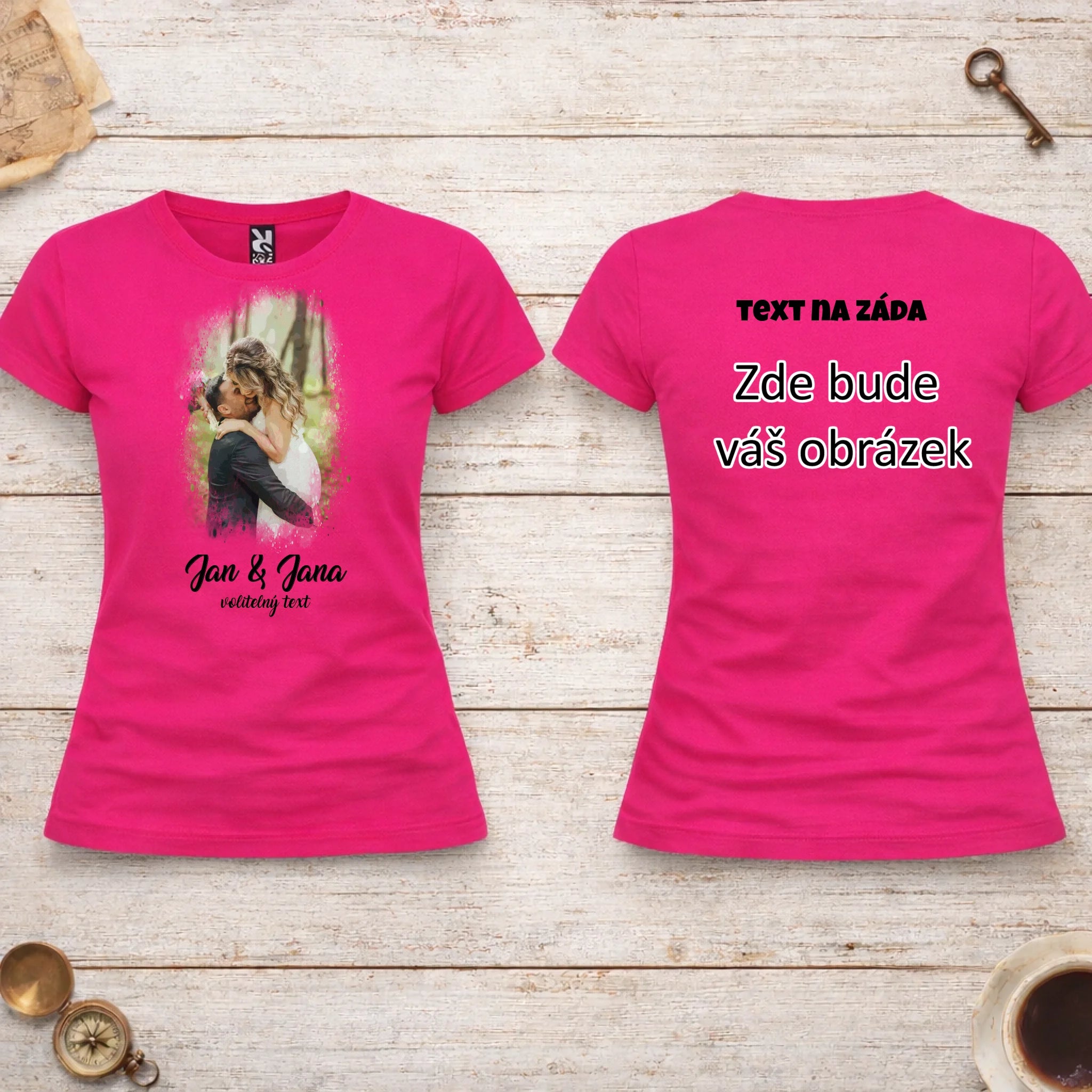 SVATEBNÍ FOTO - VLOŽTE FOTO A DOPLŇTE TEXTY dámské tričko