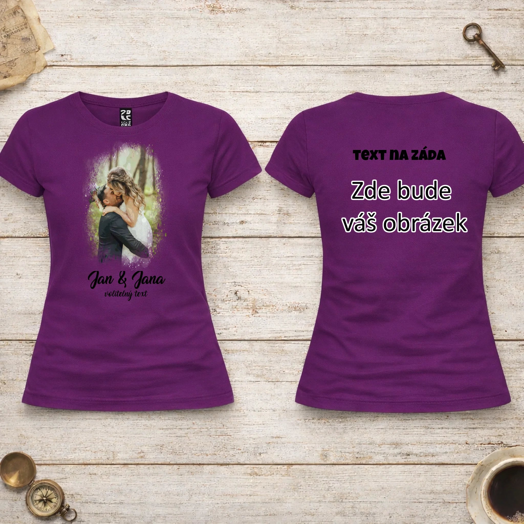 SVATEBNÍ FOTO - VLOŽTE FOTO A DOPLŇTE TEXTY dámské tričko