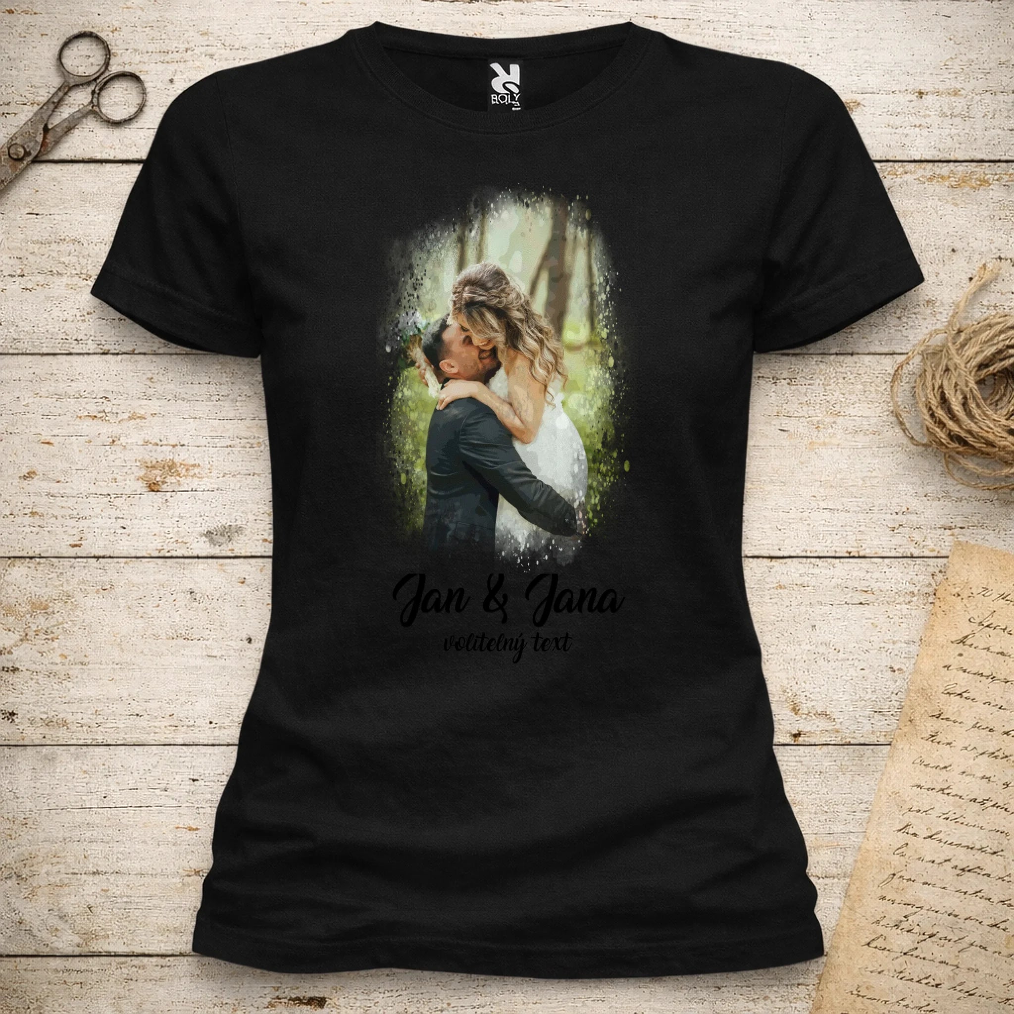 SVATEBNÍ FOTO - VLOŽTE FOTO A DOPLŇTE TEXTY dámské tričko