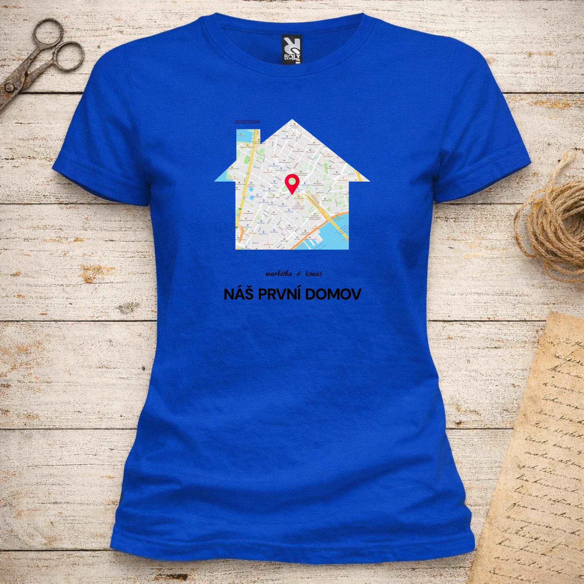 MAPA MÍSTA KDE TO ZAČALO - VYBERTE TVAR MAPY, ZADÁTE MÍSTO, DOPLNÍTE TEXTY dámské tričko