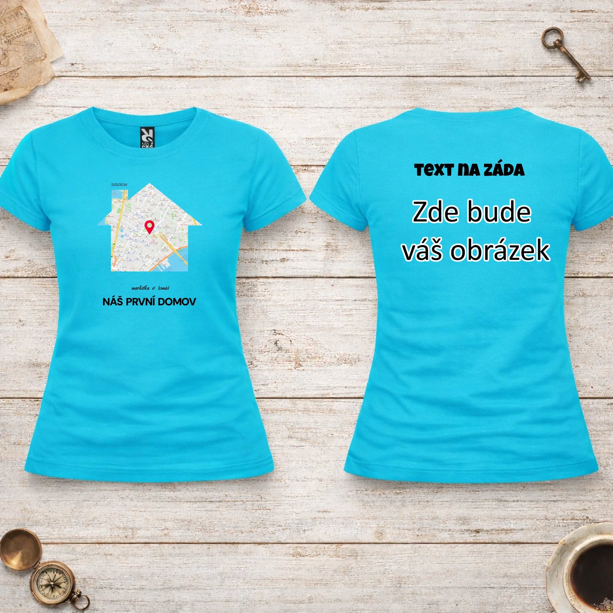 MAPA MÍSTA KDE TO ZAČALO - VYBERTE TVAR MAPY, ZADÁTE MÍSTO, DOPLNÍTE TEXTY dámské tričko