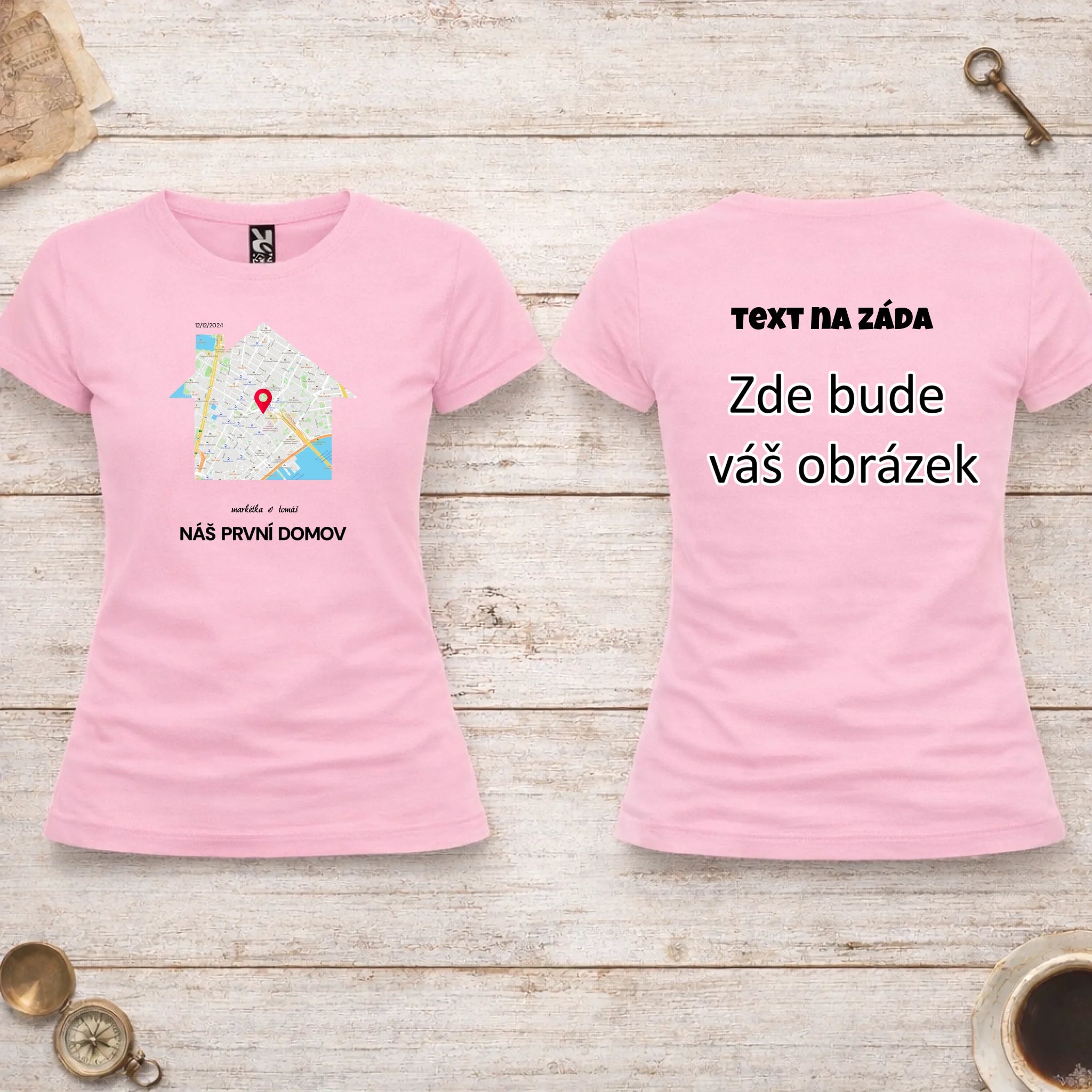MAPA MÍSTA KDE TO ZAČALO - VYBERTE TVAR MAPY, ZADÁTE MÍSTO, DOPLNÍTE TEXTY dámské tričko