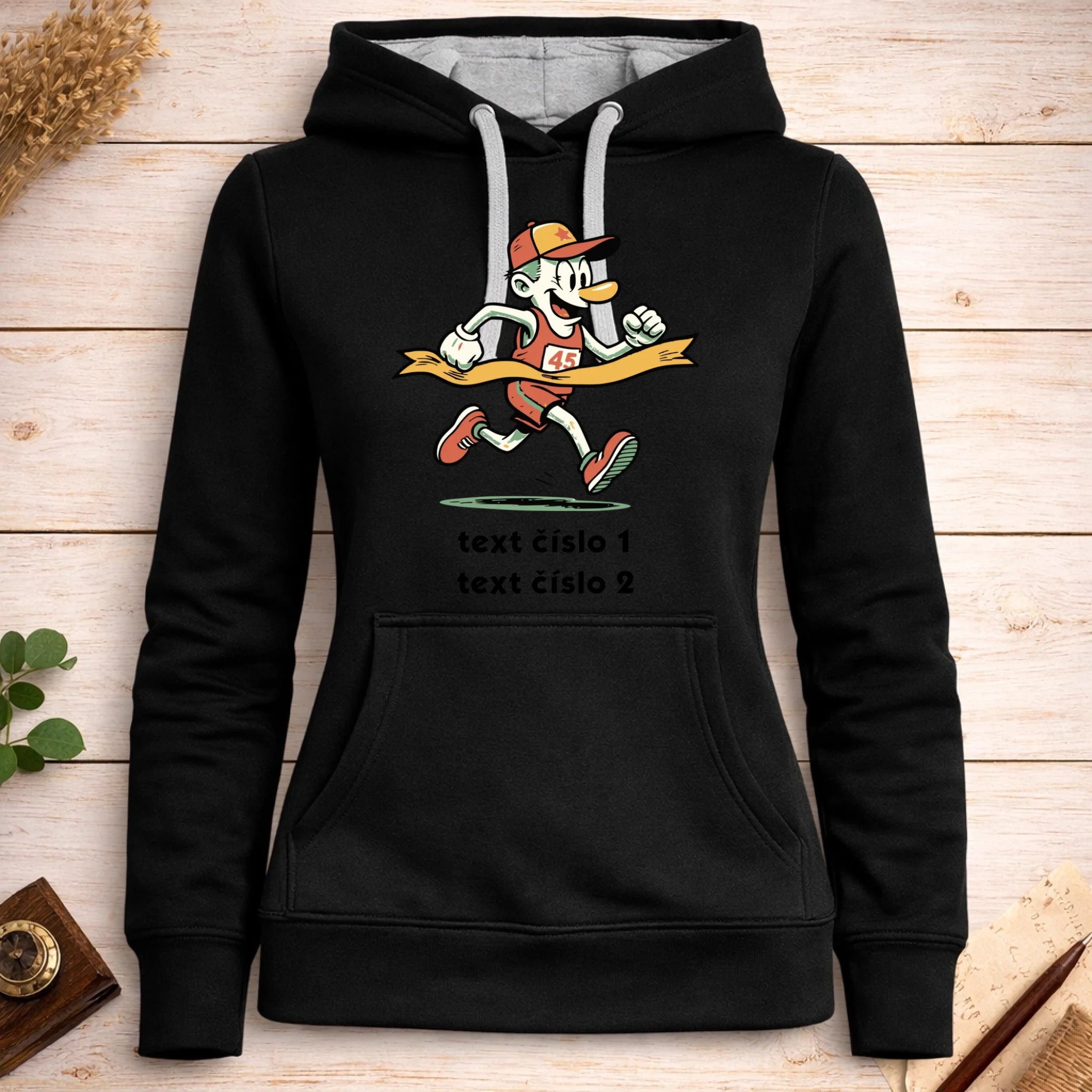 BĚH KOLO PLAVÁNÍ VÝBĚR OBRÁZKU (25+motivů) a MOŽNOST DOPLNIT VLASTNÍ TEXTY dámská mikina s kapucí
