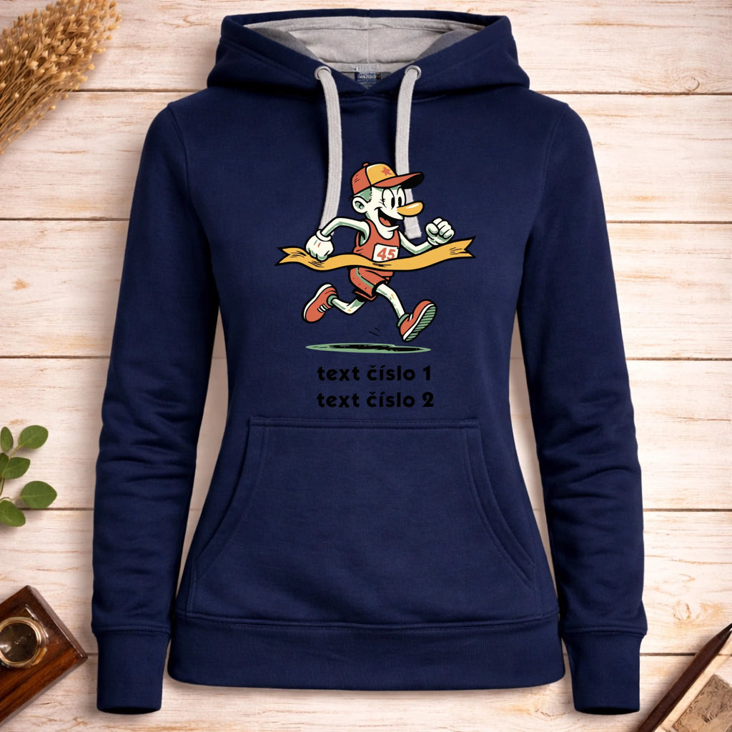 BĚH KOLO PLAVÁNÍ VÝBĚR OBRÁZKU (25+motivů) a MOŽNOST DOPLNIT VLASTNÍ TEXTY dámská mikina s kapucí