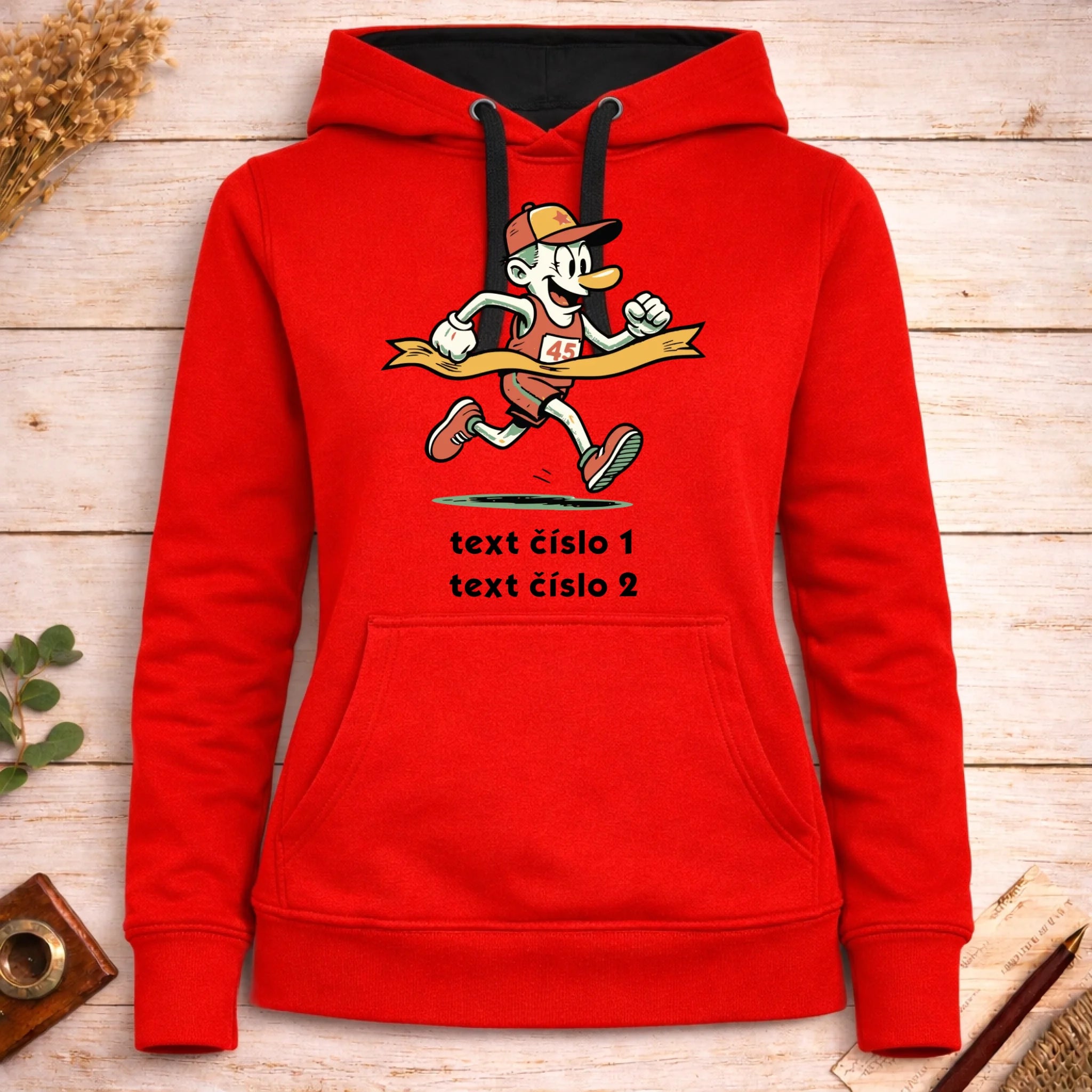 BĚH KOLO PLAVÁNÍ VÝBĚR OBRÁZKU (25+motivů) a MOŽNOST DOPLNIT VLASTNÍ TEXTY dámská mikina s kapucí