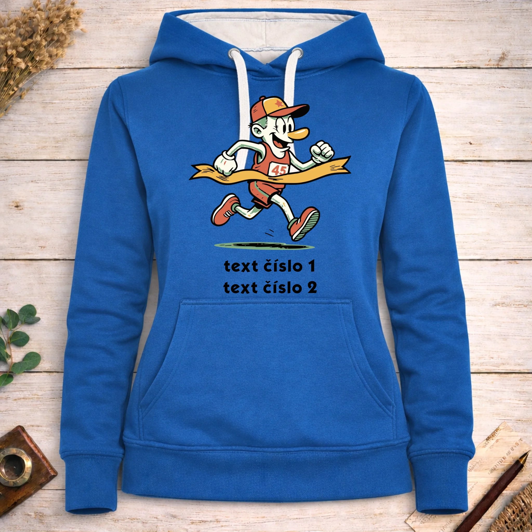 BĚH KOLO PLAVÁNÍ VÝBĚR OBRÁZKU (25+motivů) a MOŽNOST DOPLNIT VLASTNÍ TEXTY dámská mikina s kapucí