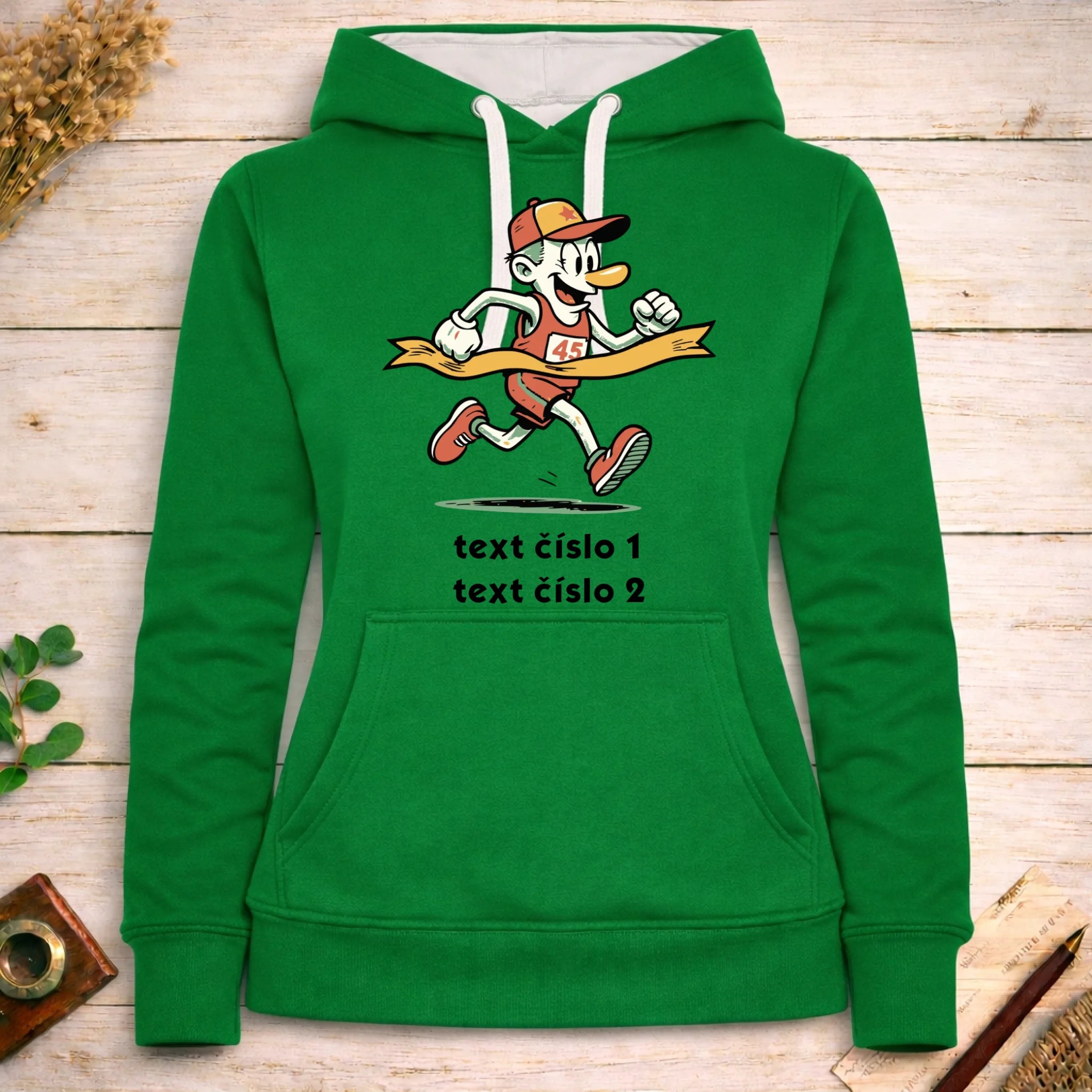 BĚH KOLO PLAVÁNÍ VÝBĚR OBRÁZKU (25+motivů) a MOŽNOST DOPLNIT VLASTNÍ TEXTY dámská mikina s kapucí