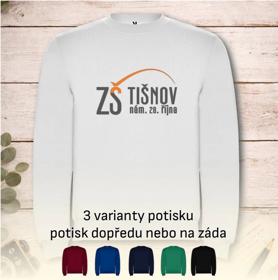 ZŠ Tišnov dětské velikosti mikina bez kapuce unisex