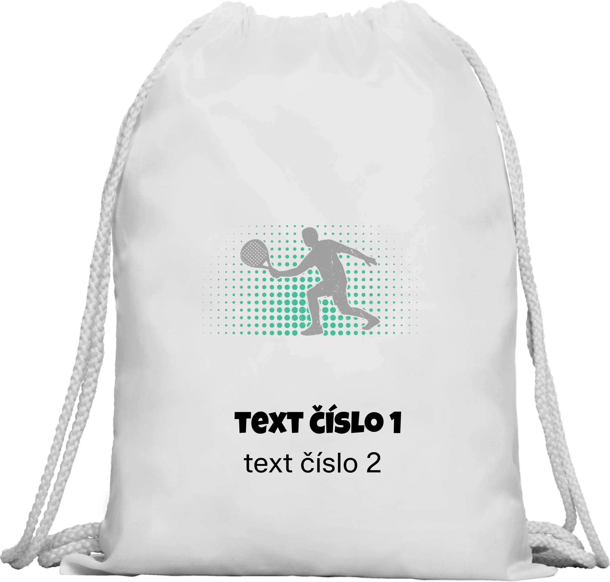PADEL VÝBĚR OBRÁZKU (10+motivů) a MOŽNOST DOPLNIT VLASTNÍ TEXTY batoh, taška Multifunkční batoh KAGU bílá 35x45 cm