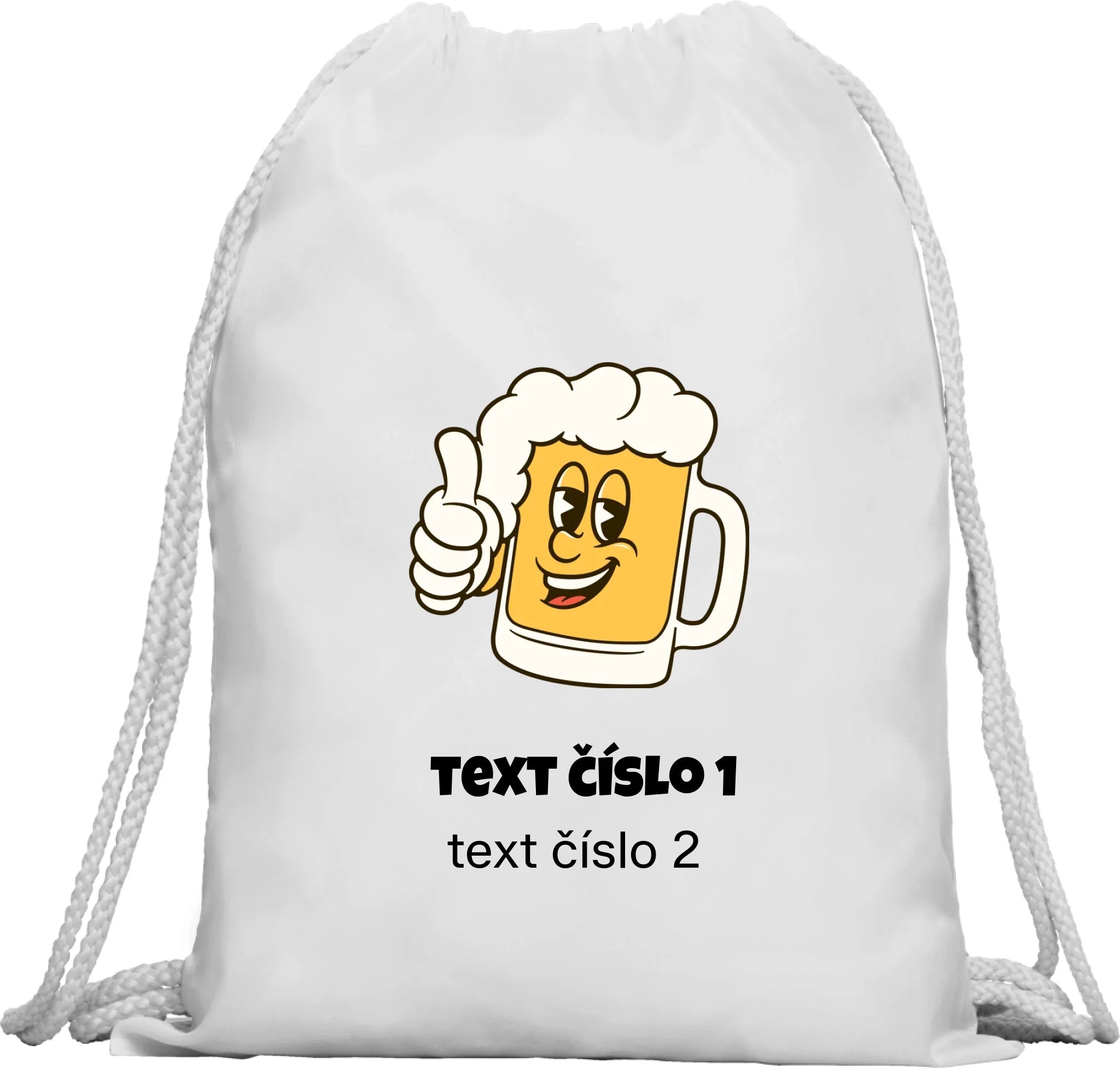 PIVO VÝBĚR OBRÁZKU (10+motivů) a MOŽNOST DOPLNIT VLASTNÍ TEXTY batoh, taška Multifunkční batoh KAGU bílá 35x45 cm