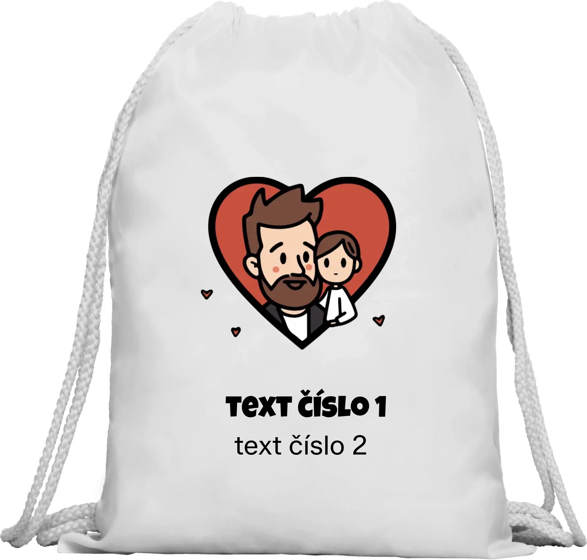 BATOH nebo TAŠKA s motivem NEJ TÁTA (výběr z 10+ obrázků, možnost doplnit vlastní texty) Multifunkční batoh KAGU bílá 35x45 cm