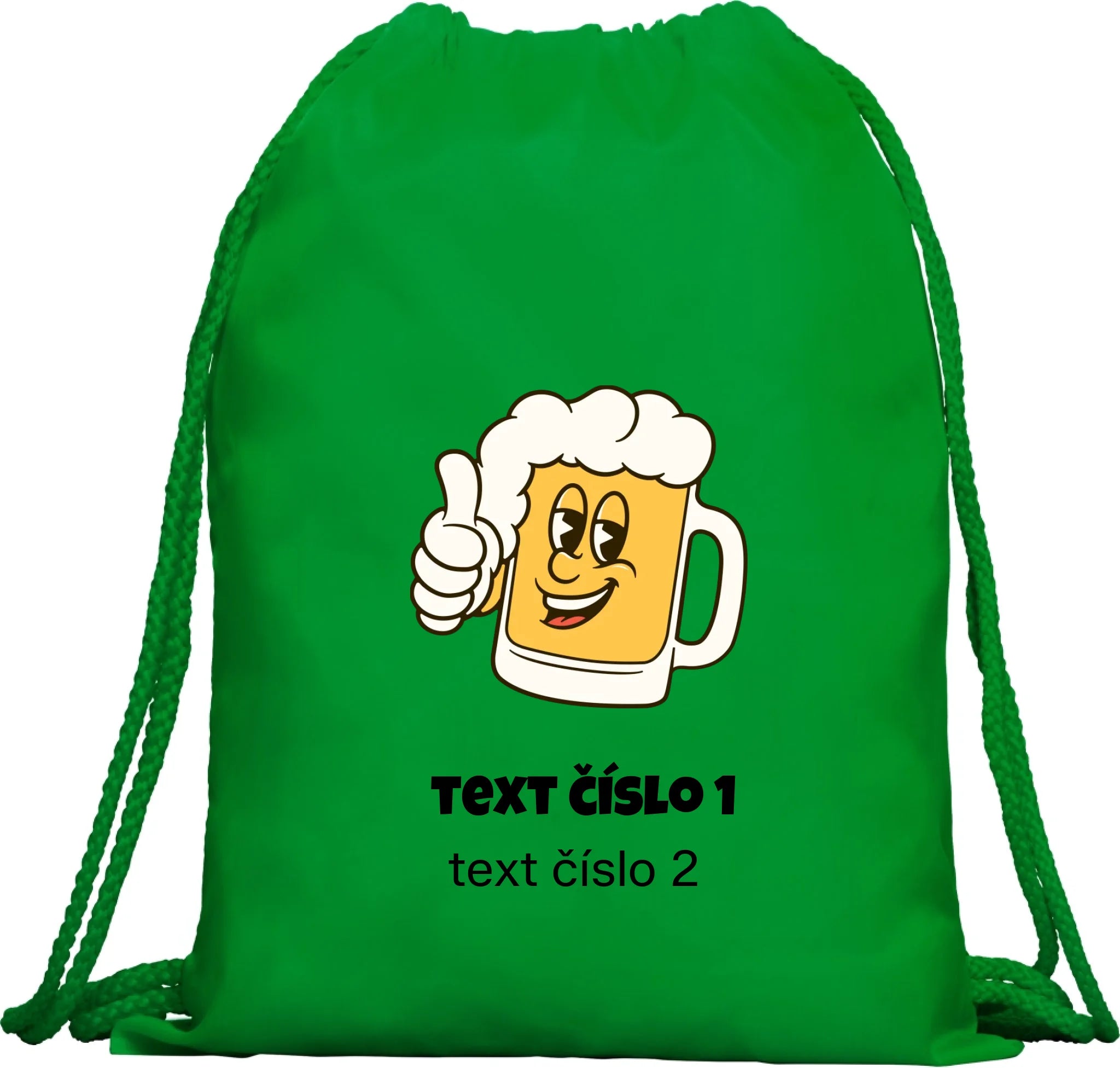 BATOH nebo TAŠKA s motivem PIVO (výběr z 10+ obrázků, možnost doplnit vlastní texty) Multifunkční batoh KAGU zelená 35x45 cm