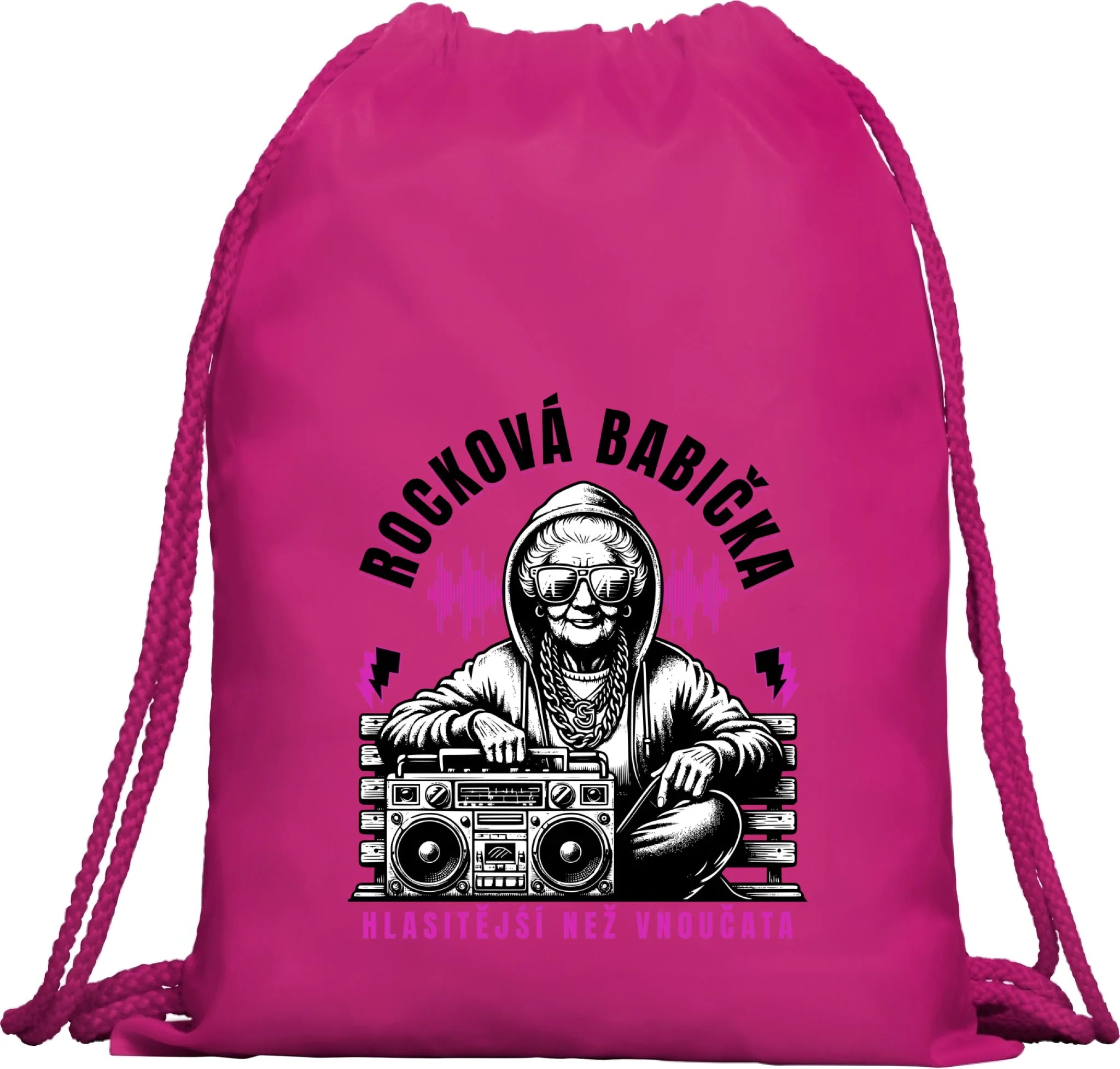 BATOH nebo TAŠKA s motivem ROCKOVÁ BABIČKA Multifunkční batoh KAGU růže 35x45 cm