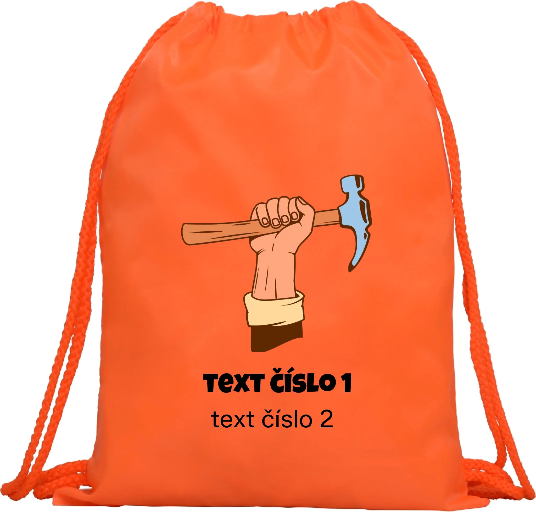 BATOH nebo TAŠKA s motivem PRÁCE (výběr z 10+ potisků a možnost doplnit vlastní texty) Multifunkční batoh KAGU oranžová 35x45 cm