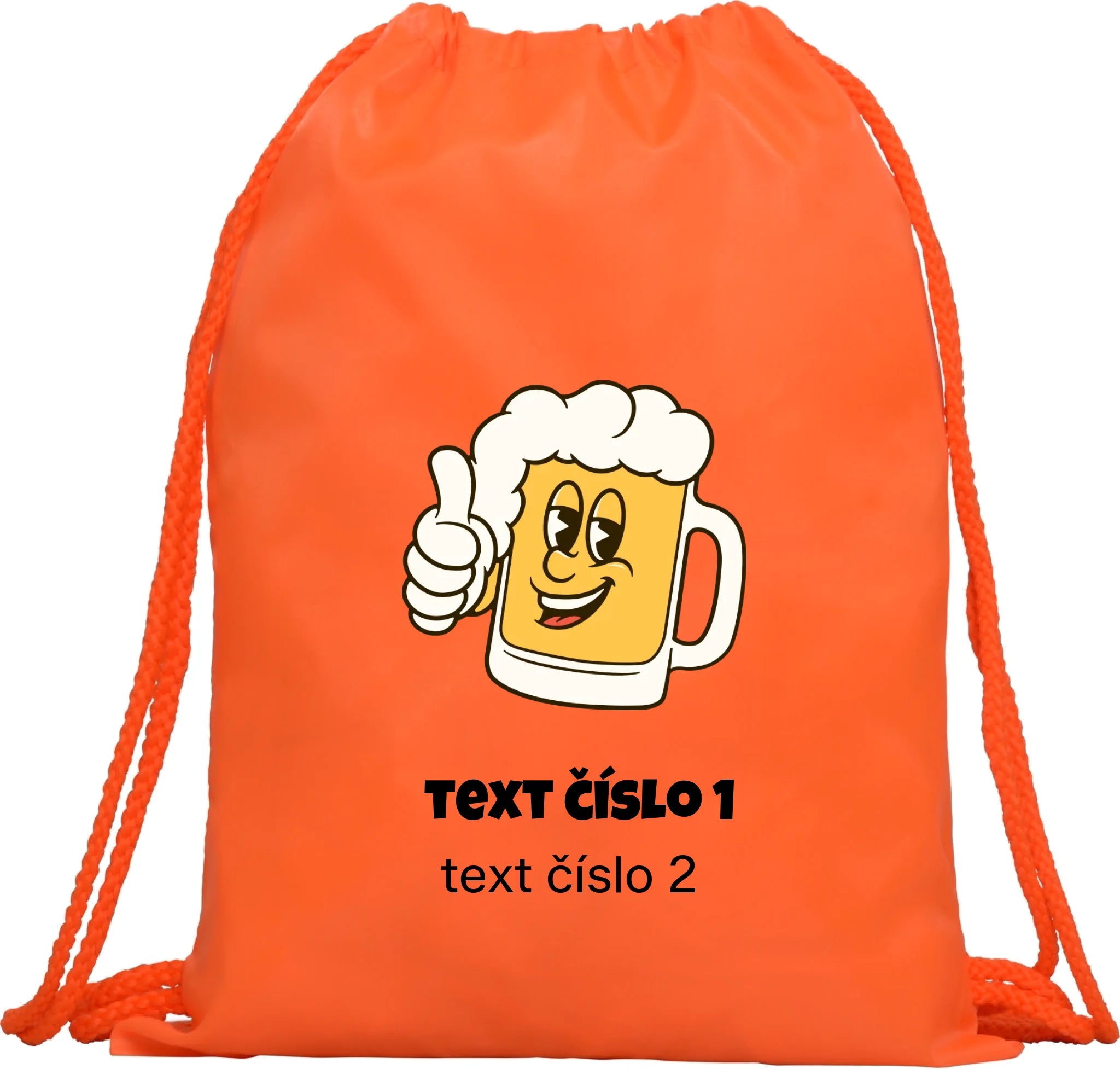 BATOH nebo TAŠKA s motivem PIVO (výběr z 10+ obrázků, možnost doplnit vlastní texty) Multifunkční batoh KAGU oranžová 35x45 cm