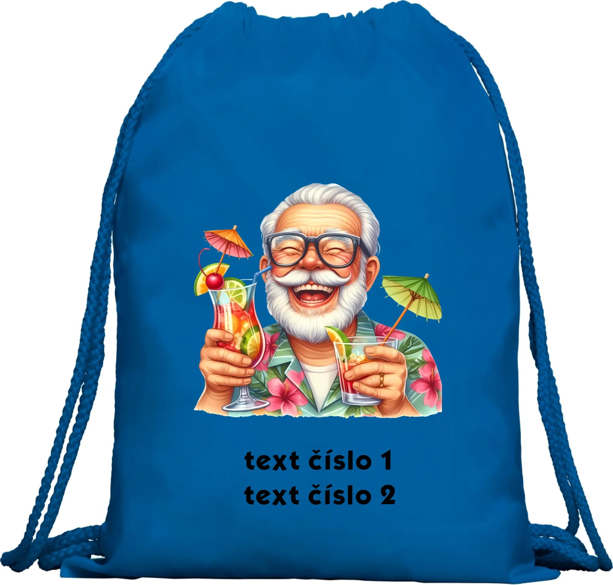 BATOH nebo TAŠKA s motivem DĚDEČEK (výběr z 10+ obrázků, možnost doplnit vlastní texty) Multifunkční batoh KAGU modrá 35x45 cm