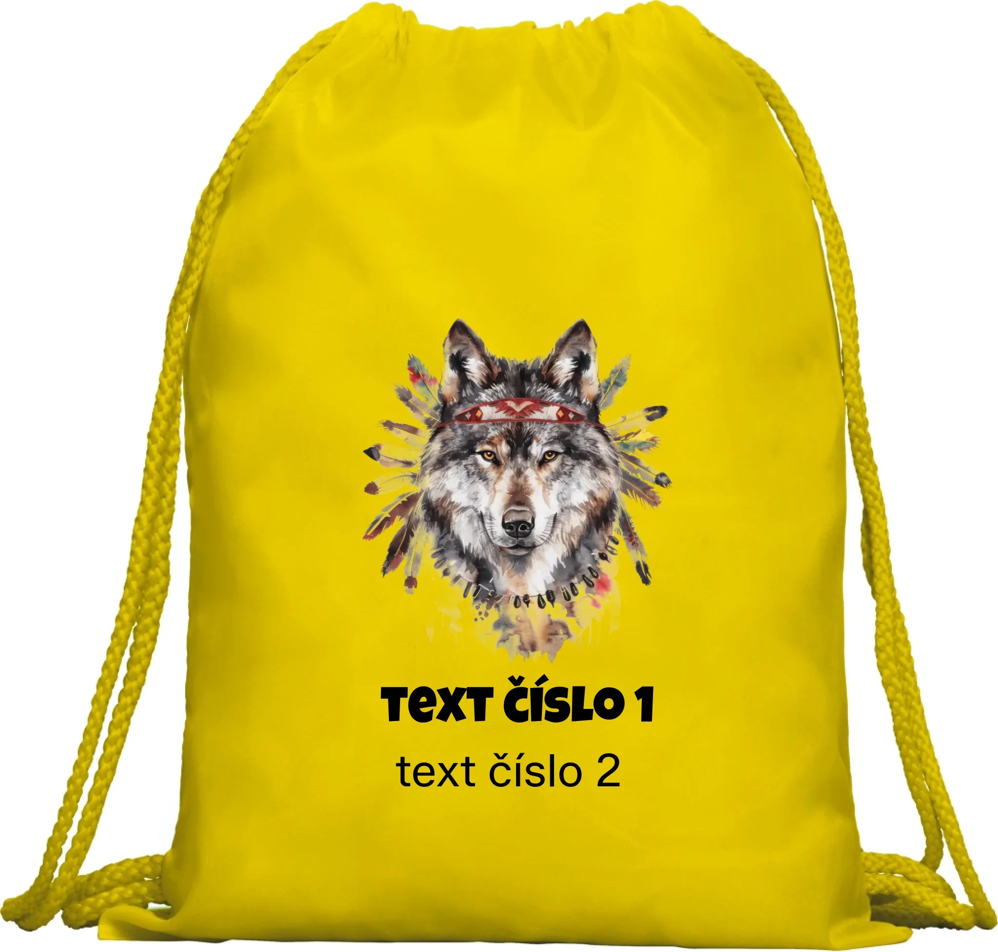 DIVOKÝ ZÁPAD VÝBĚR OBRÁZKU (10+motivů) a MOŽNOST DOPLNIT VLASTNÍ TEXTY batoh, taška Multifunkční batoh KAGU žlutá 35x45 cm