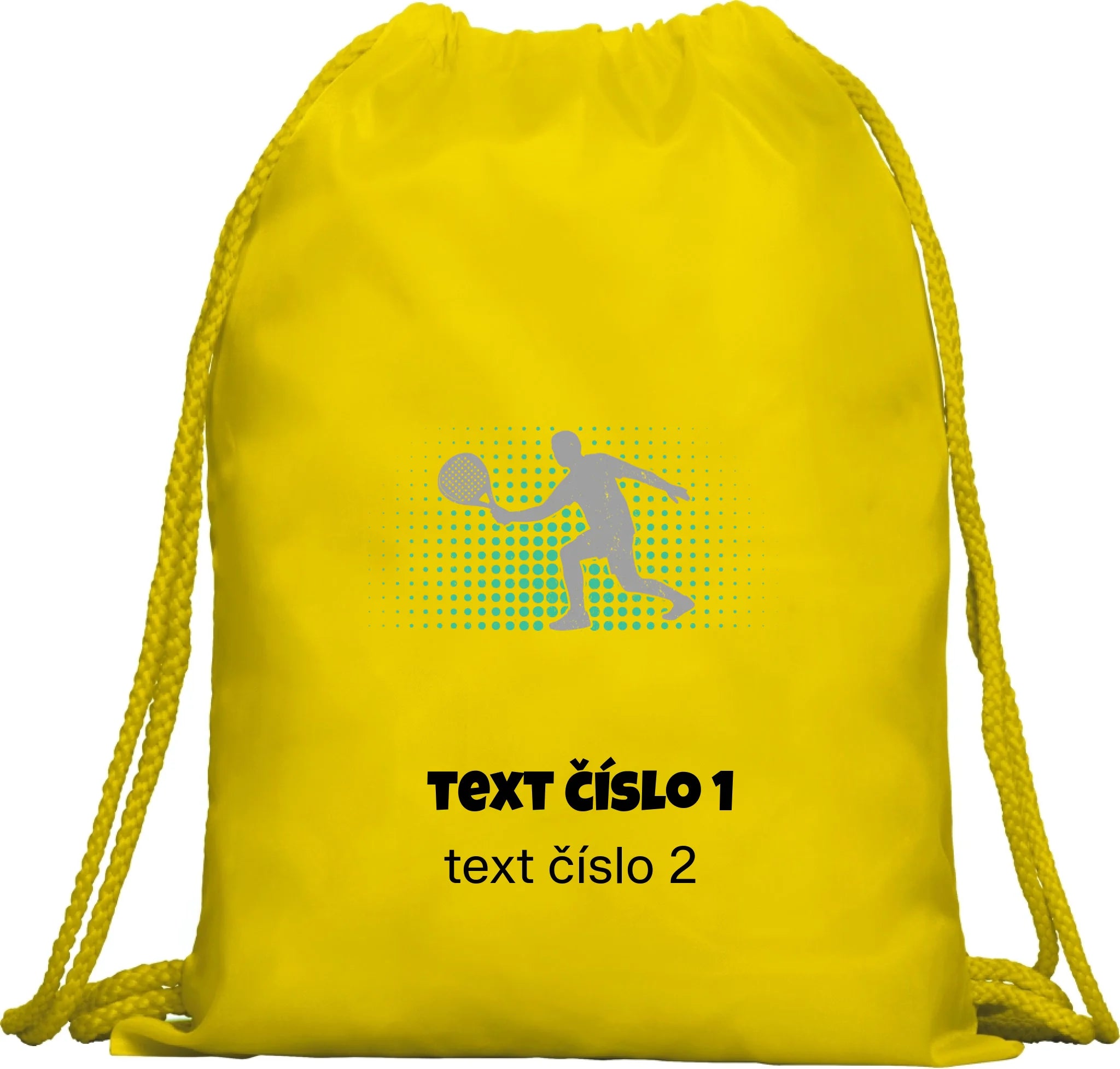 BATOH nebo TAŠKA s motivem PADEL (výběr z 10+ obrázků, možnost doplnit vlastní texty) Multifunkční batoh KAGU žlutá 35x45 cm